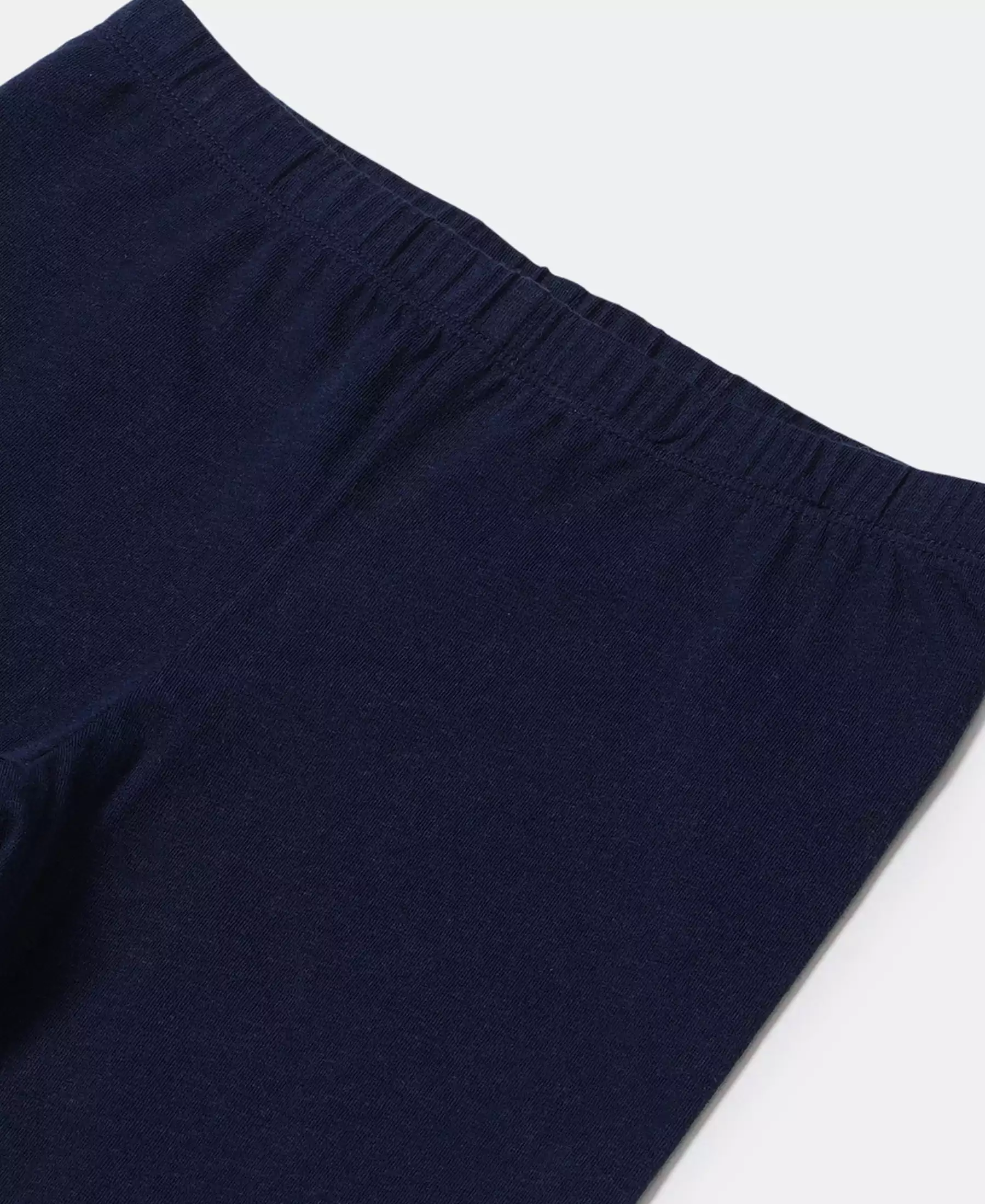 Girl's Super Combed Cotton Elastane Stretch Capri - Navy - Image 3