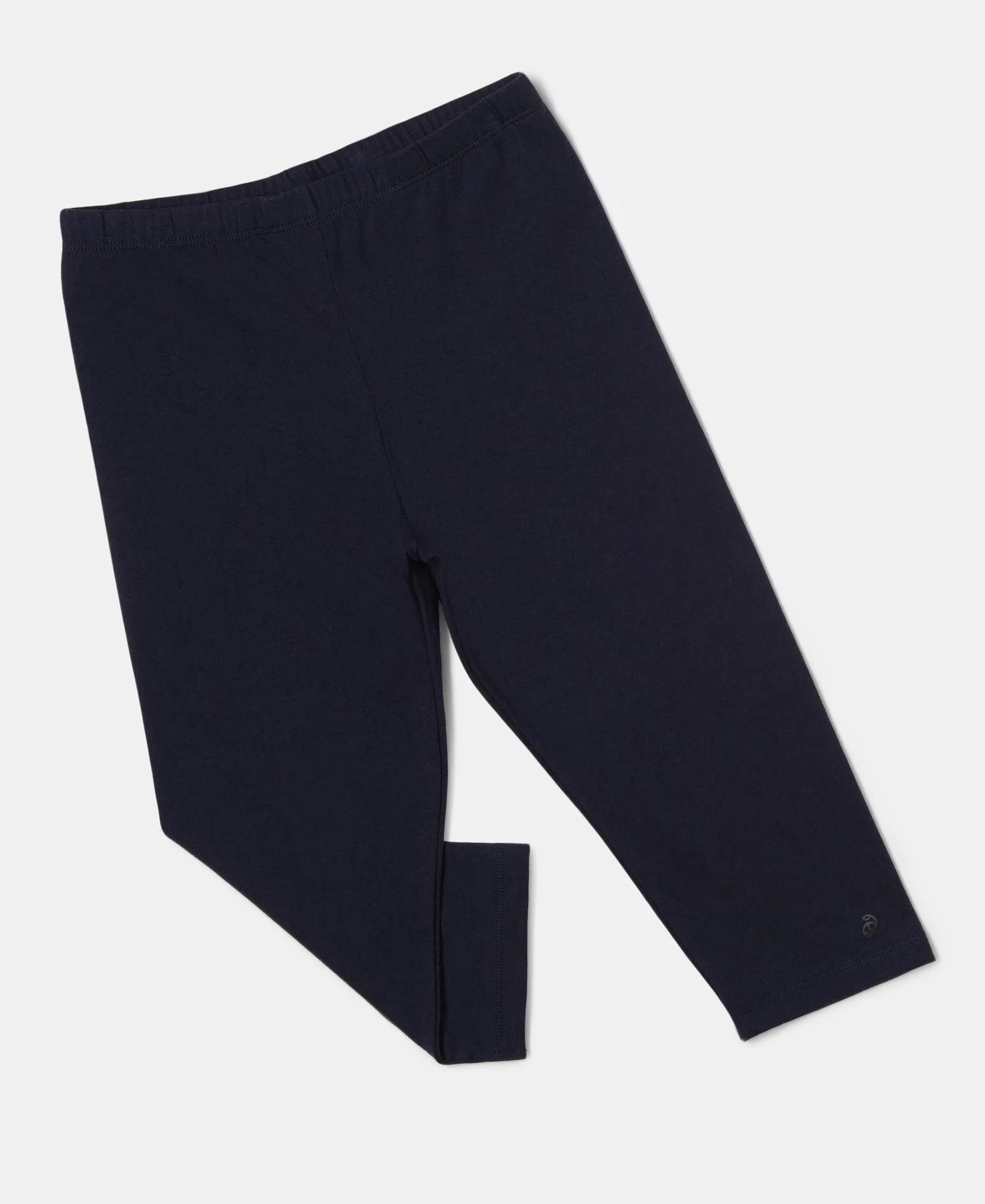 Girl's Super Combed Cotton Elastane Stretch Capri - Navy - Image 4
