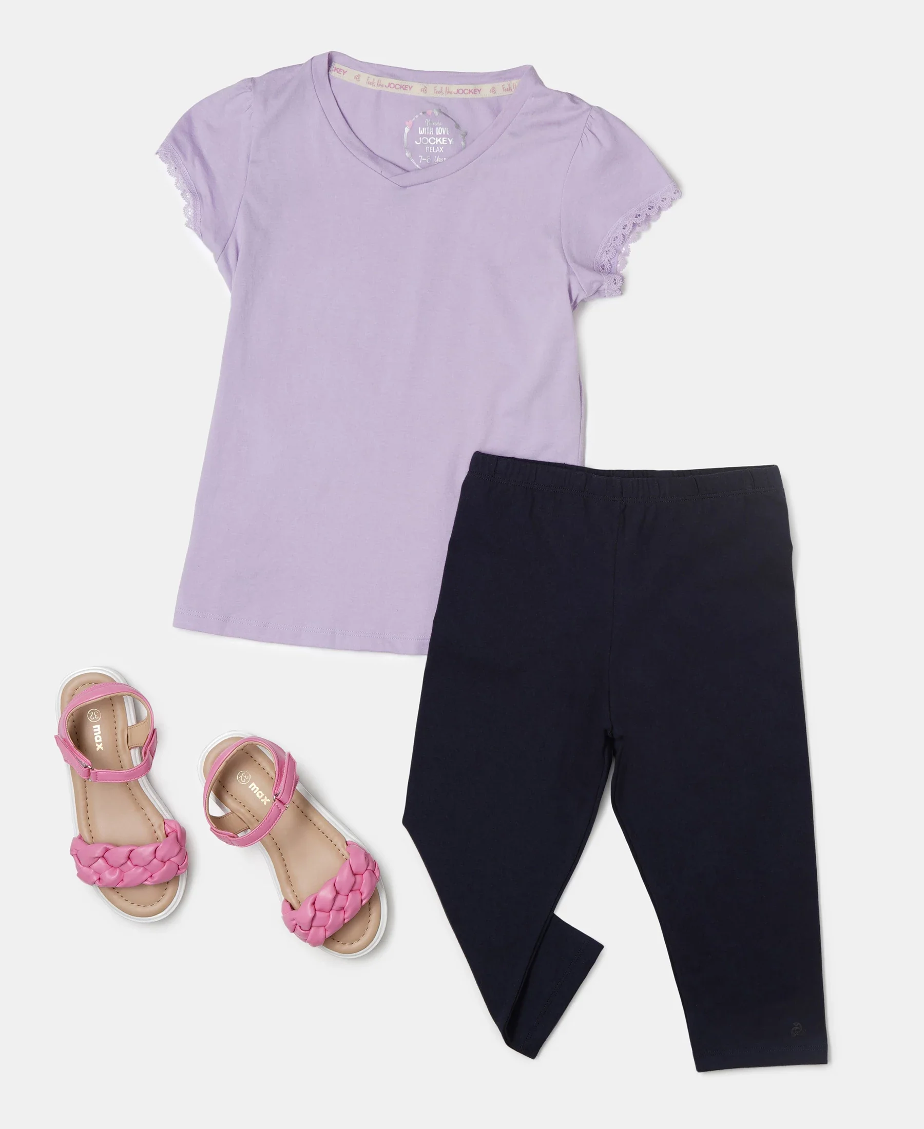 Girl's Super Combed Cotton Elastane Stretch Capri - Navy - Image 5