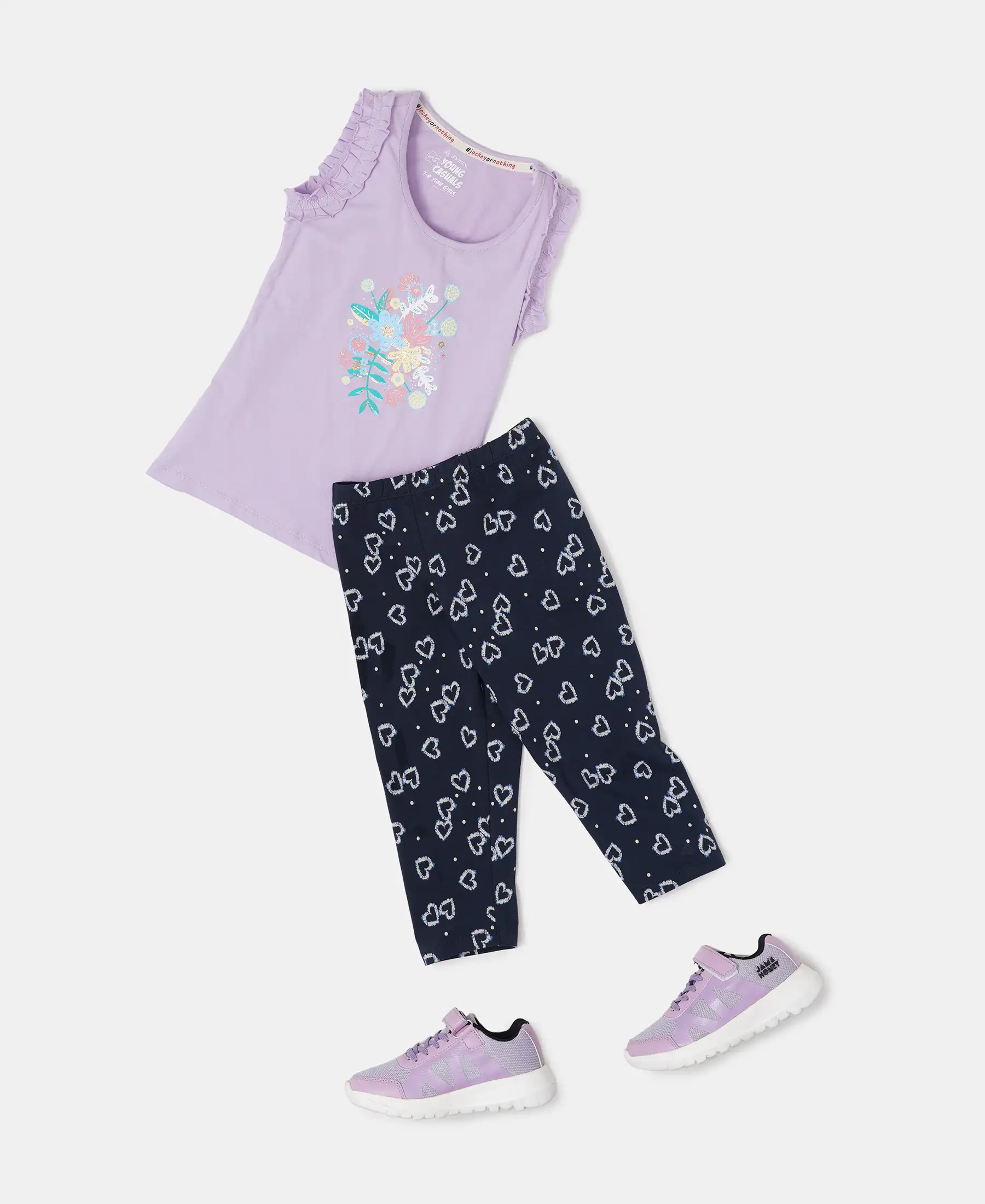 Girl's Super Combed Cotton Elastane Stretch Capri - Prints - Image 4