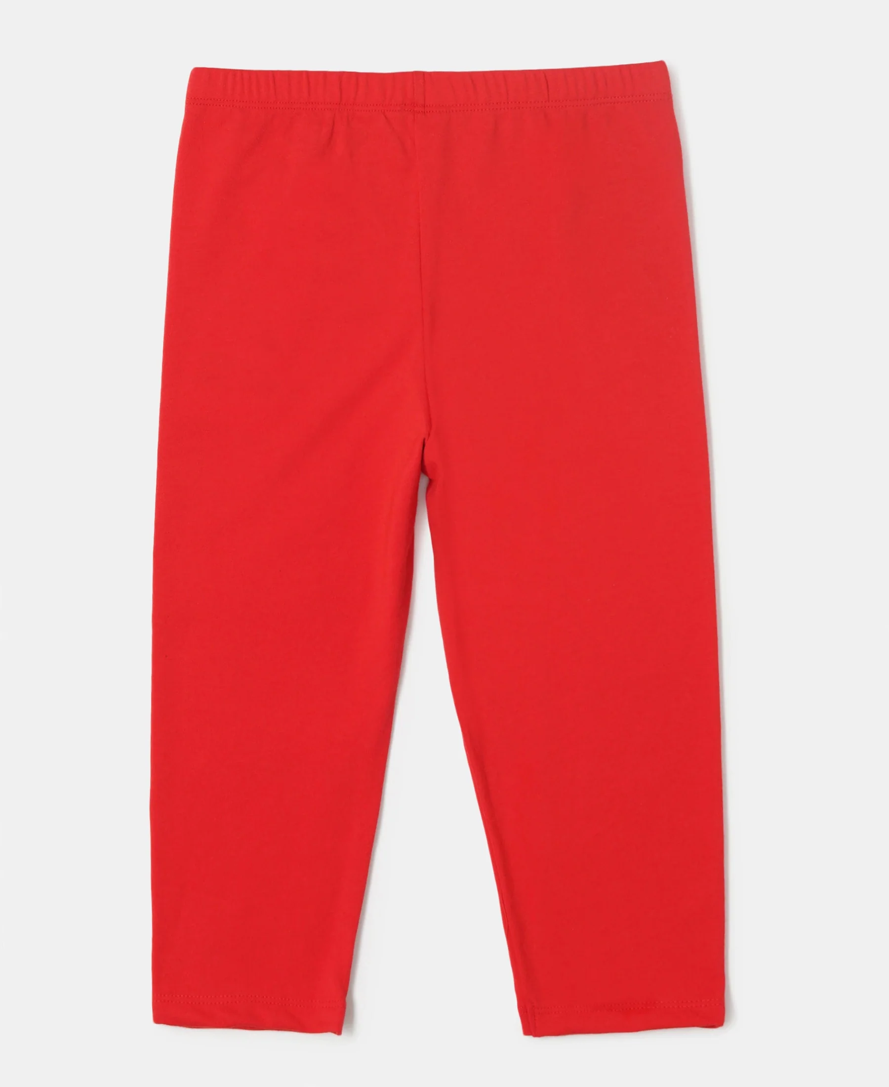 Girl's Super Combed Cotton Elastane Stretch Capri - Rio Red - Image 2