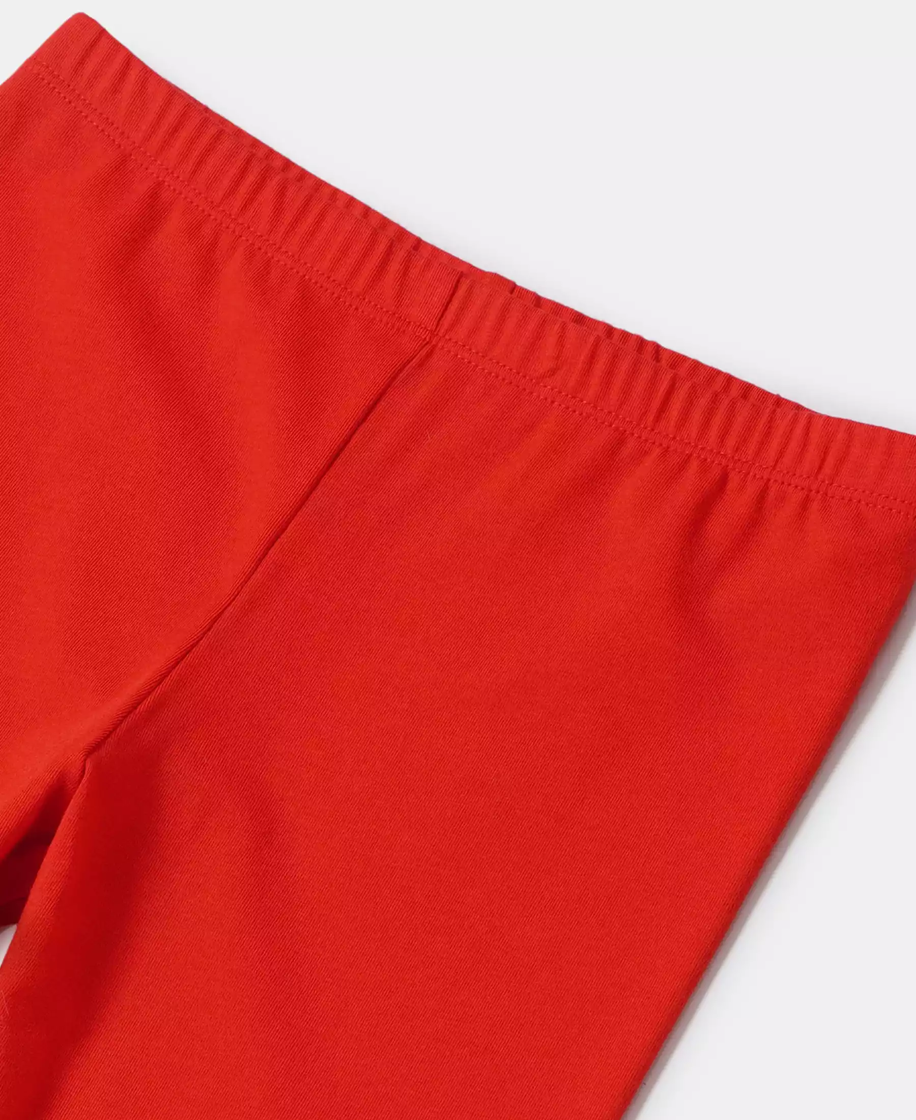 Girl's Super Combed Cotton Elastane Stretch Capri - Rio Red - Image 3