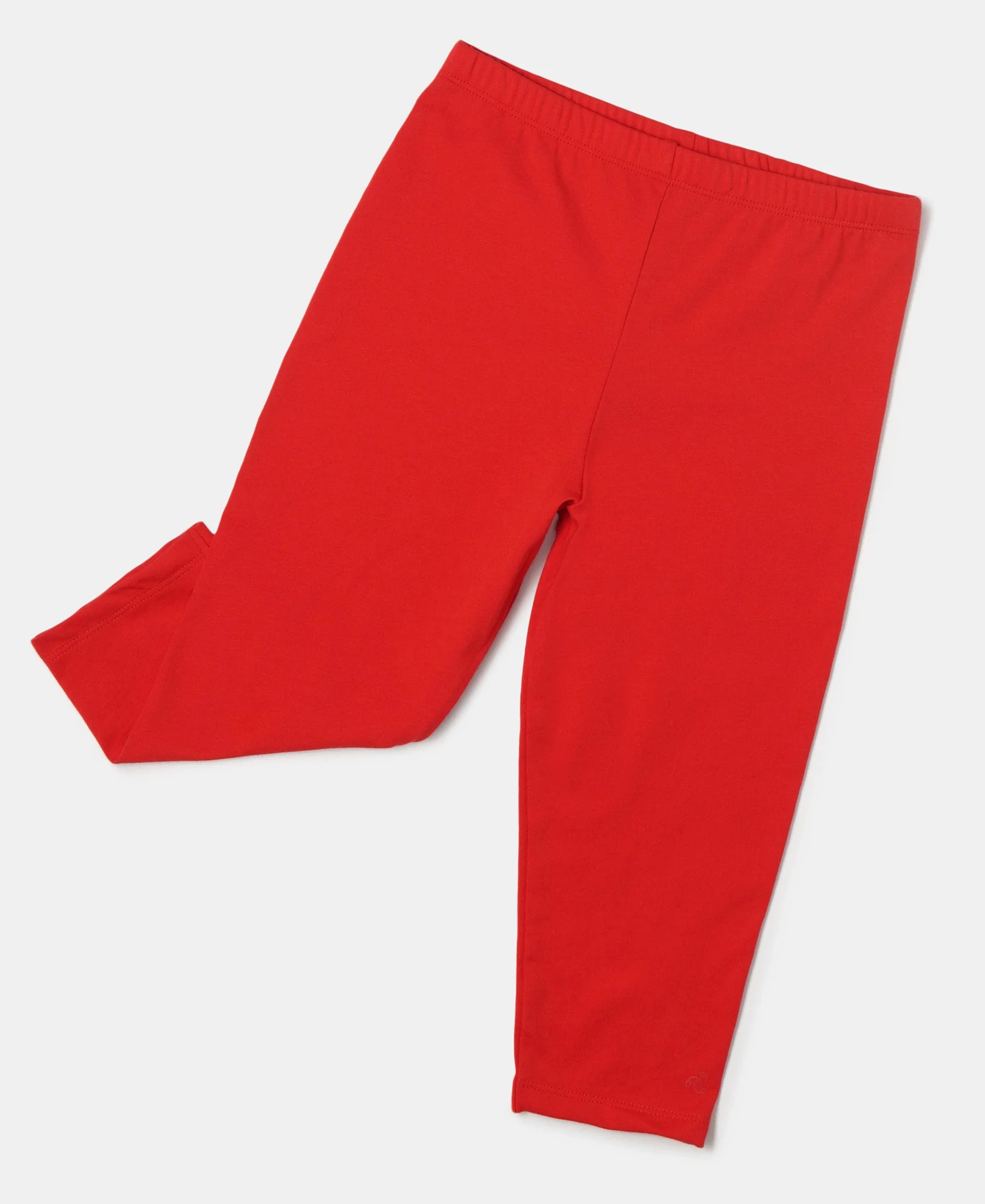 Girl's Super Combed Cotton Elastane Stretch Capri - Rio Red - Image 4