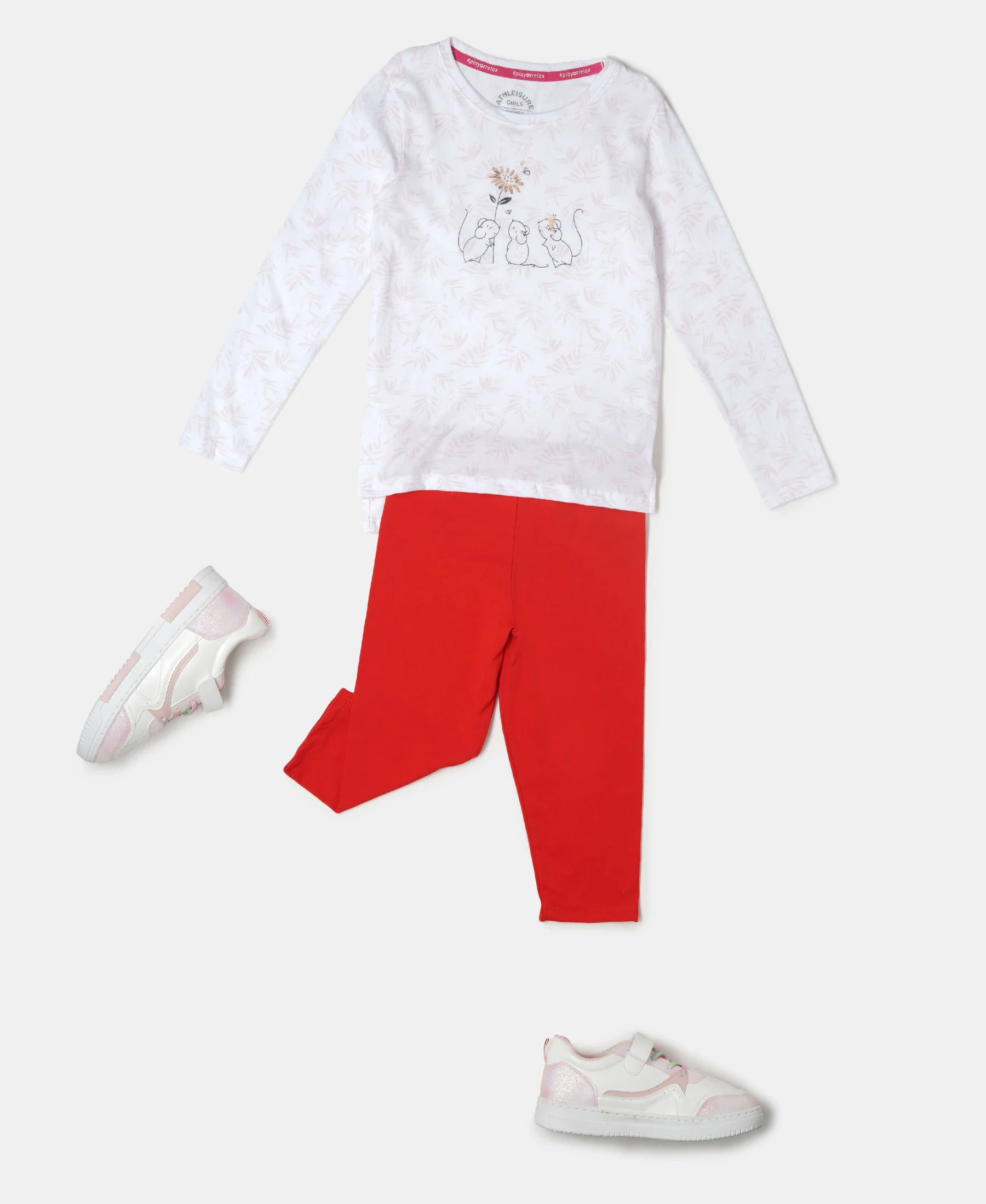 Girl's Super Combed Cotton Elastane Stretch Capri - Rio Red - Image 5