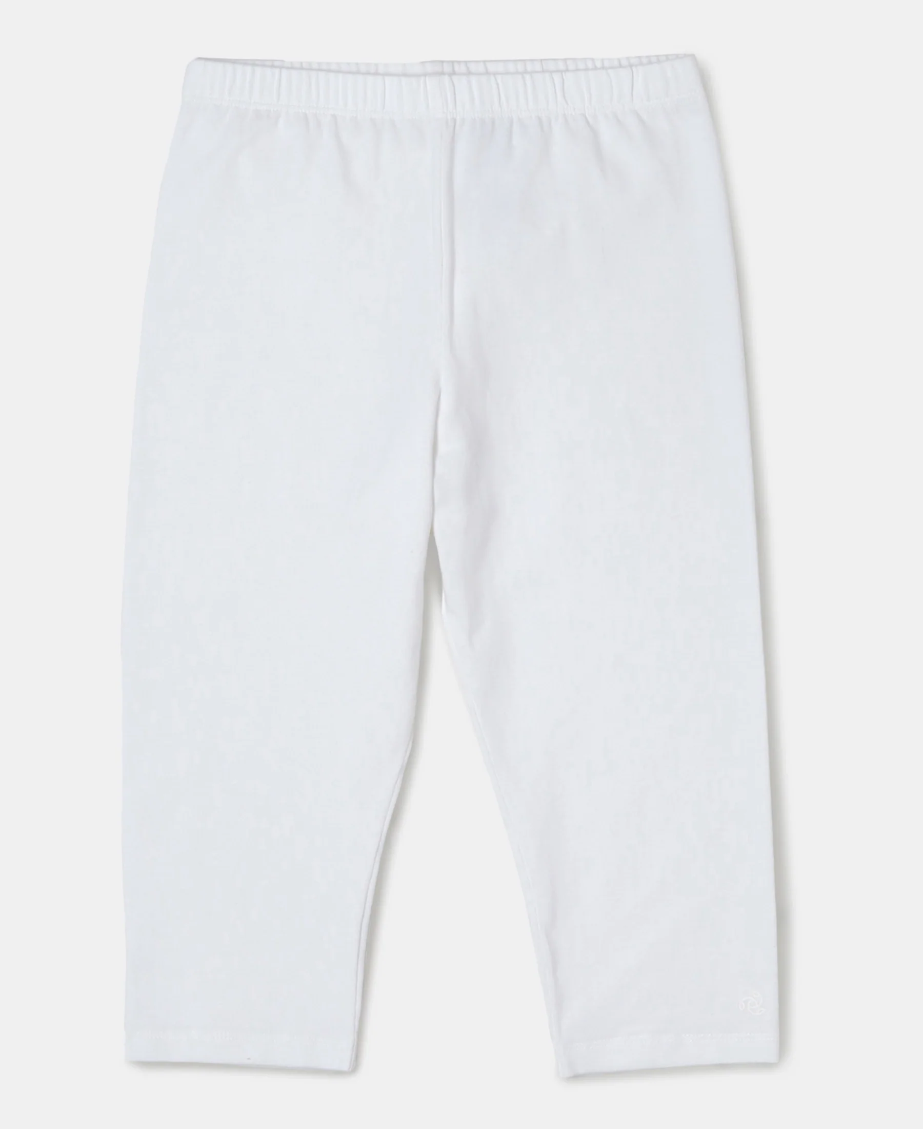 Girl's Super Combed Cotton Elastane Stretch Capri - White - Image 2