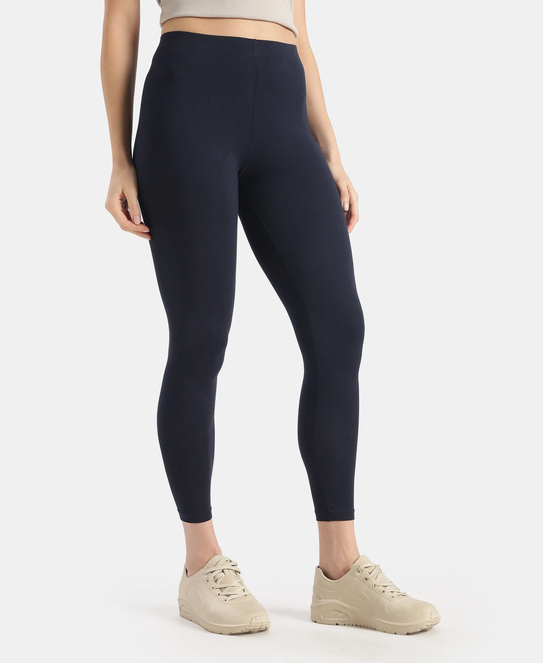 Super Combed Cotton Elastane Stretch Leggings with Ultrasoft Waistband - Cosmic Sapphire - Image 2