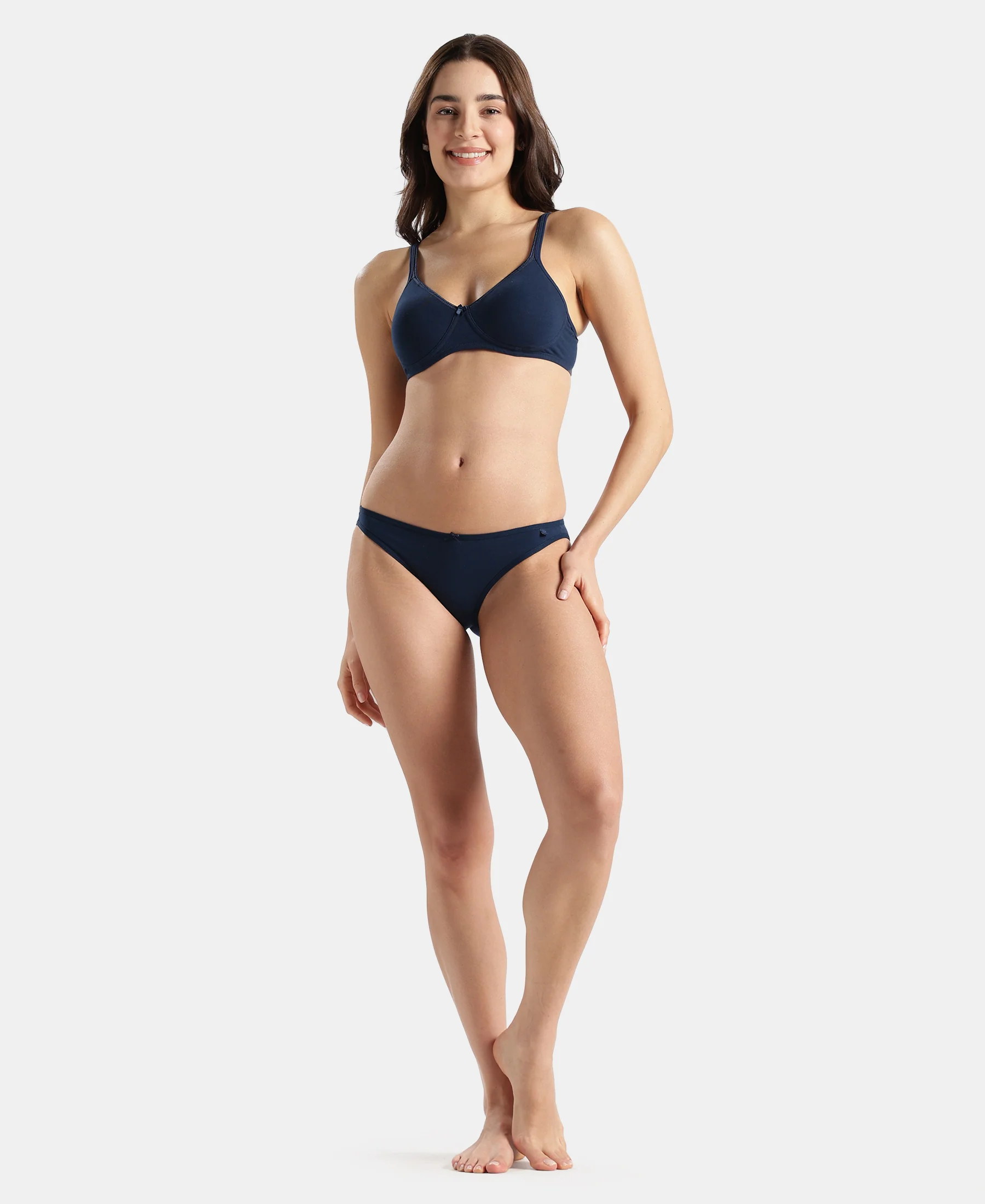 Super Combed Cotton Elastane Stretch Low Waist Bikini With Concealed Waistband and StayFresh Treatment - Pageant Blue - Image 4