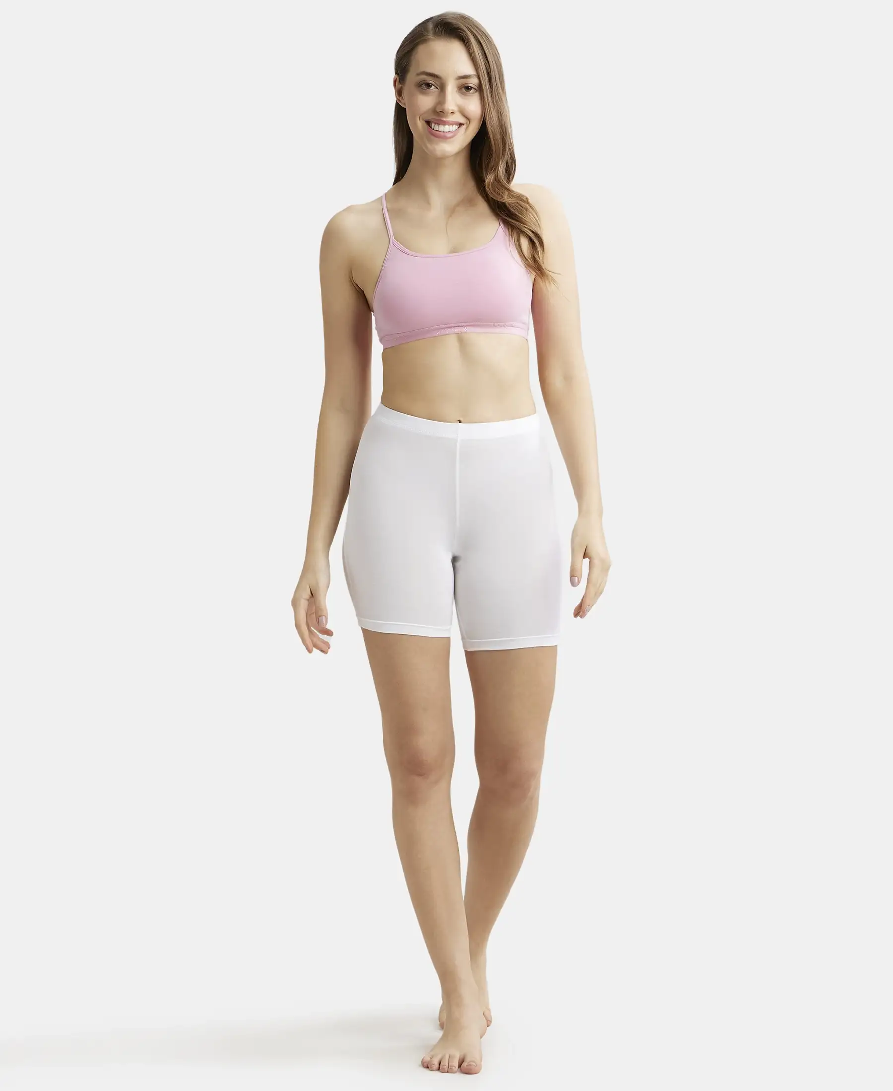 Super Combed Cotton Elastane Stretch Multiway Styled Crop Top With Adjustable Straps and StayFresh Treatment - Candy Pink - Image 4