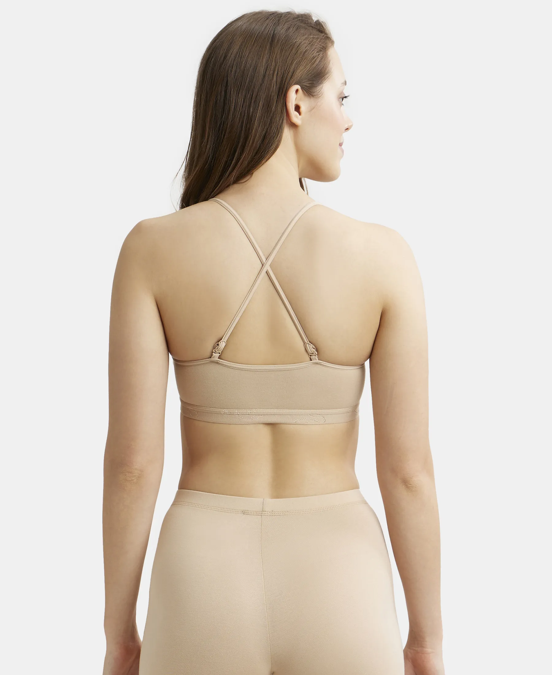 Super Combed Cotton Elastane Stretch Multiway Styled Crop Top With Adjustable Straps and StayFresh Treatment - Light Skin - Image 3