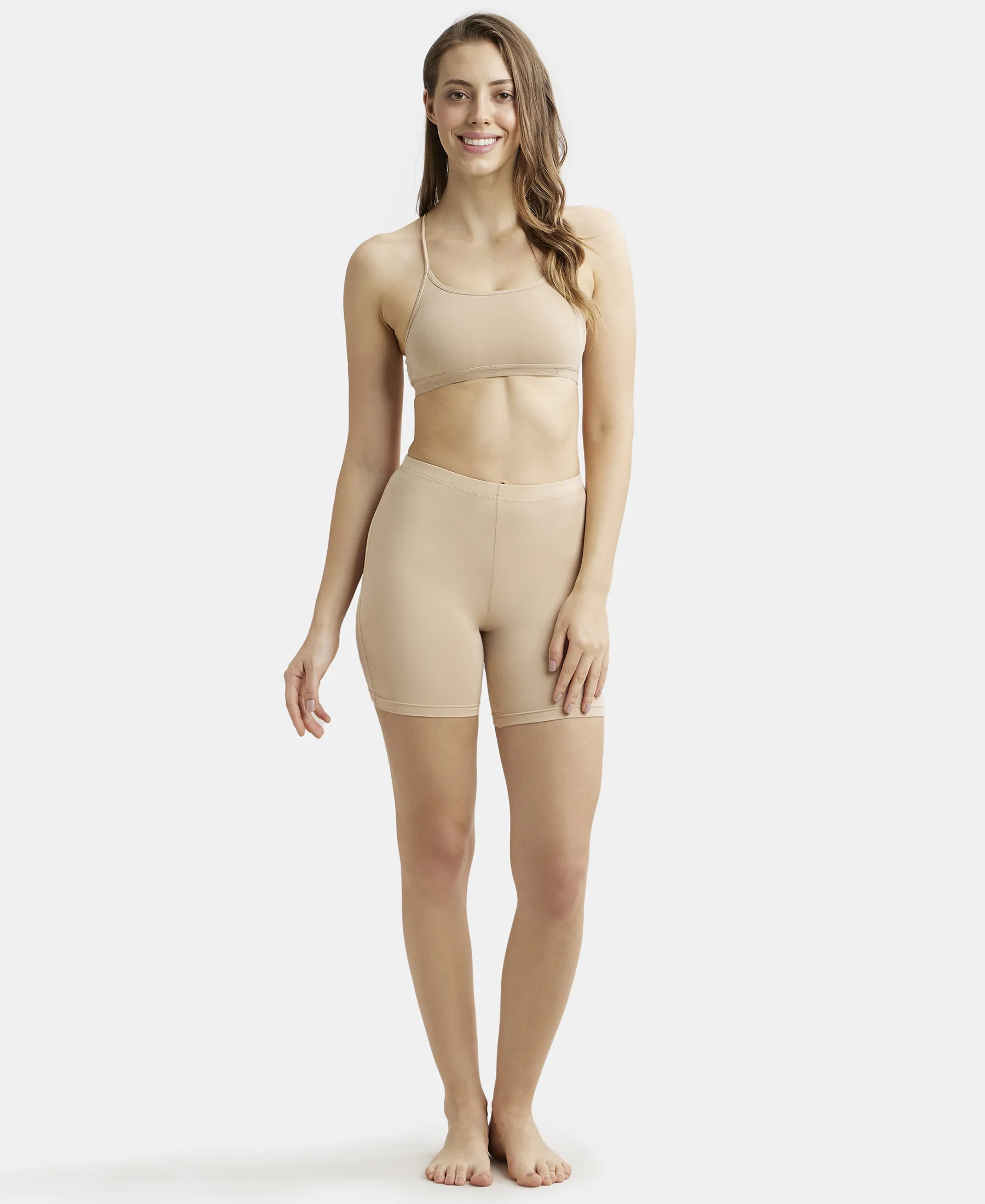 Super Combed Cotton Elastane Stretch Multiway Styled Crop Top With Adjustable Straps and StayFresh Treatment - Light Skin - Image 4