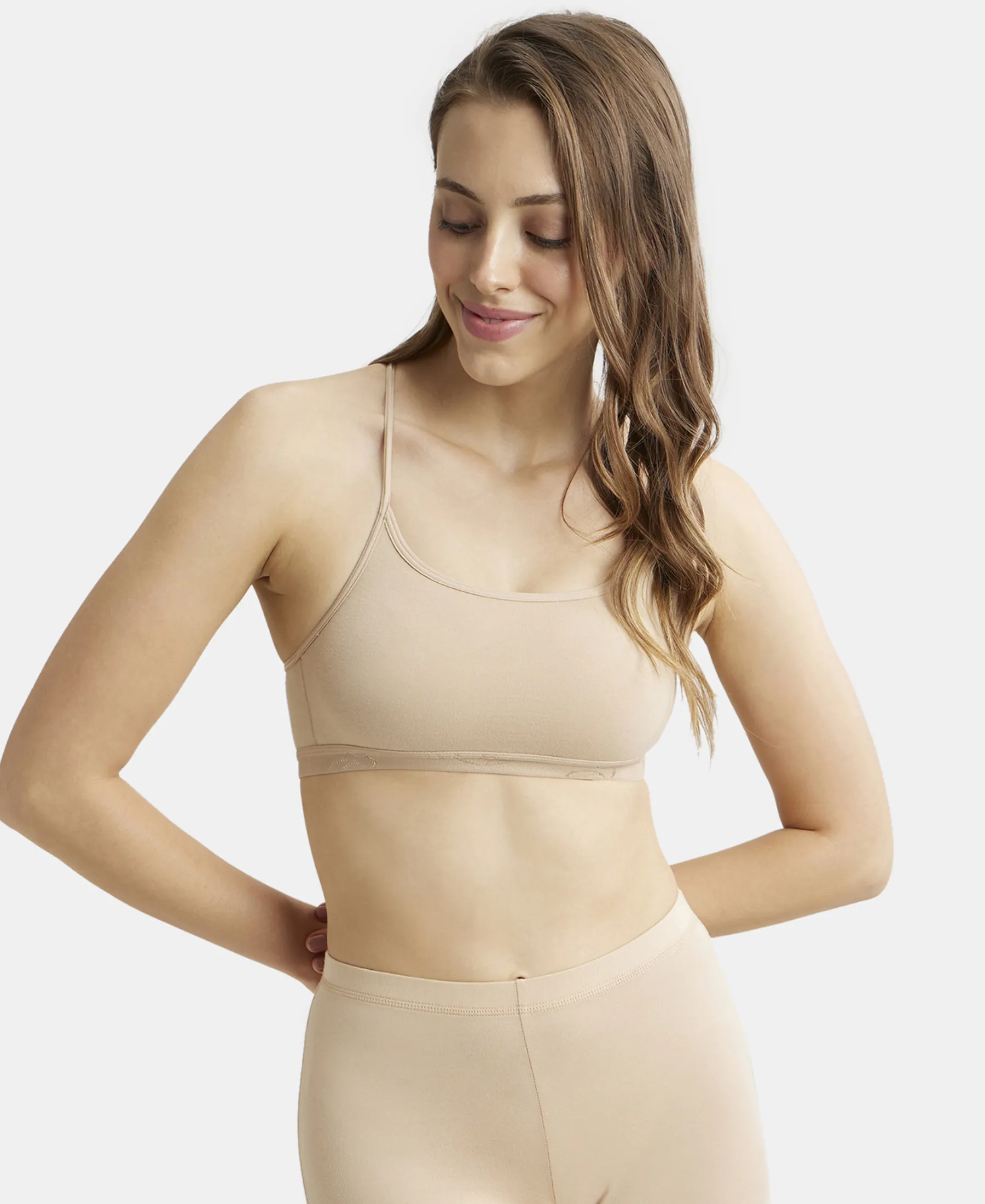 Super Combed Cotton Elastane Stretch Multiway Styled Crop Top With Adjustable Straps and StayFresh Treatment - Light Skin - Image 5