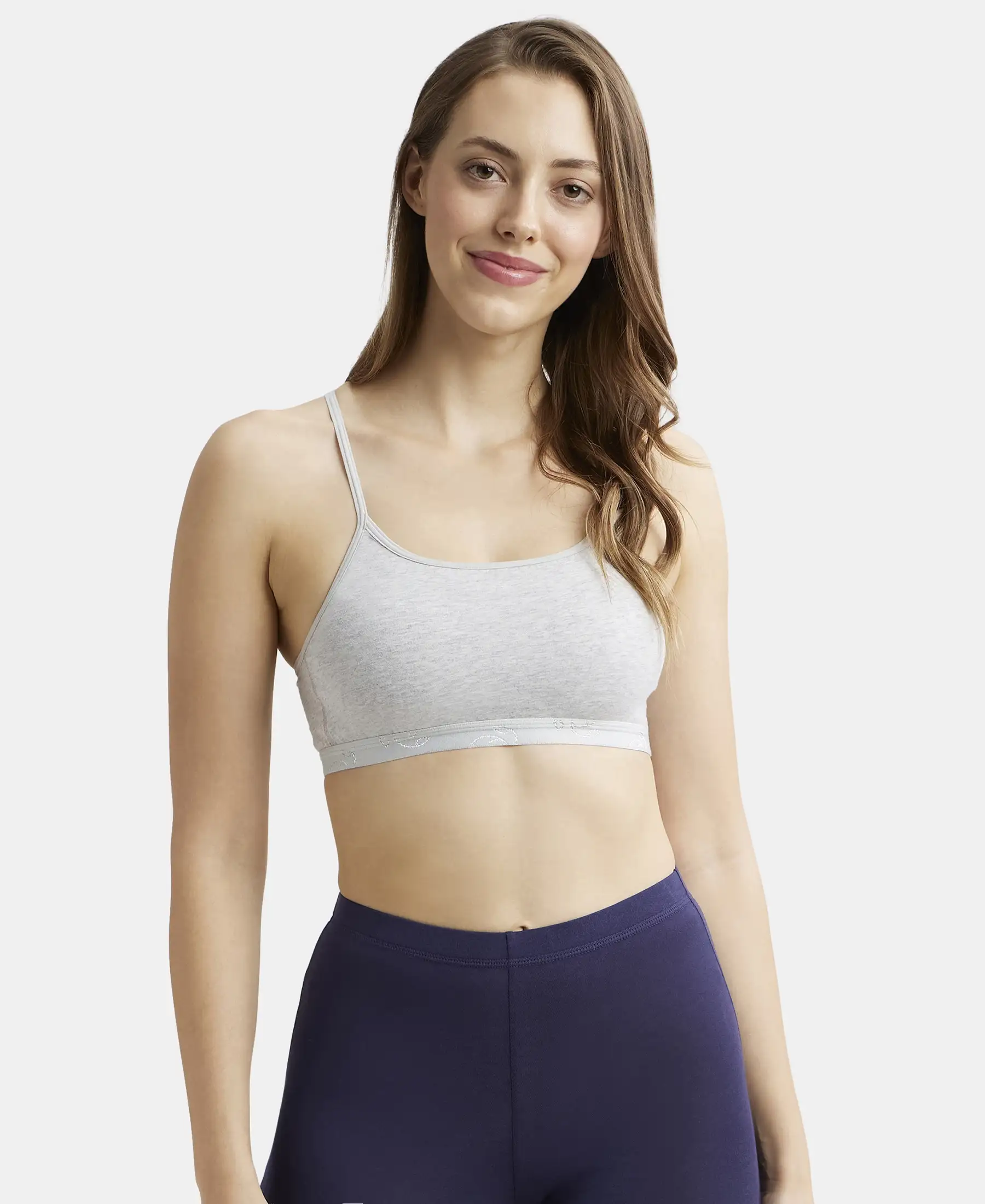 Super Combed Cotton Elastane Stretch Multiway Styled Crop Top With Adjustable Straps and StayFresh Treatment - Steel Grey Melange