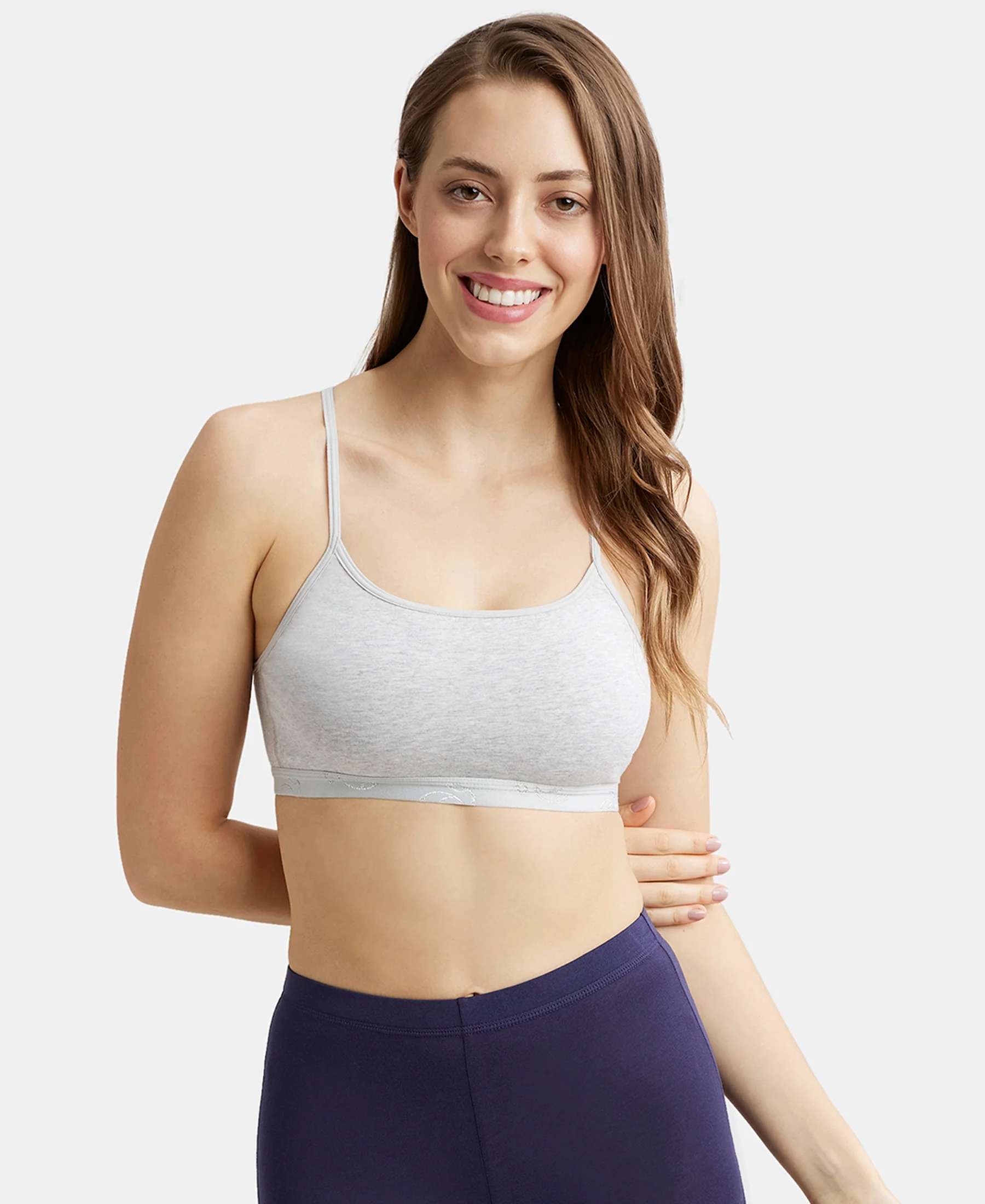 Super Combed Cotton Elastane Stretch Multiway Styled Crop Top With Adjustable Straps and StayFresh Treatment - Steel Grey Melange - Image 5