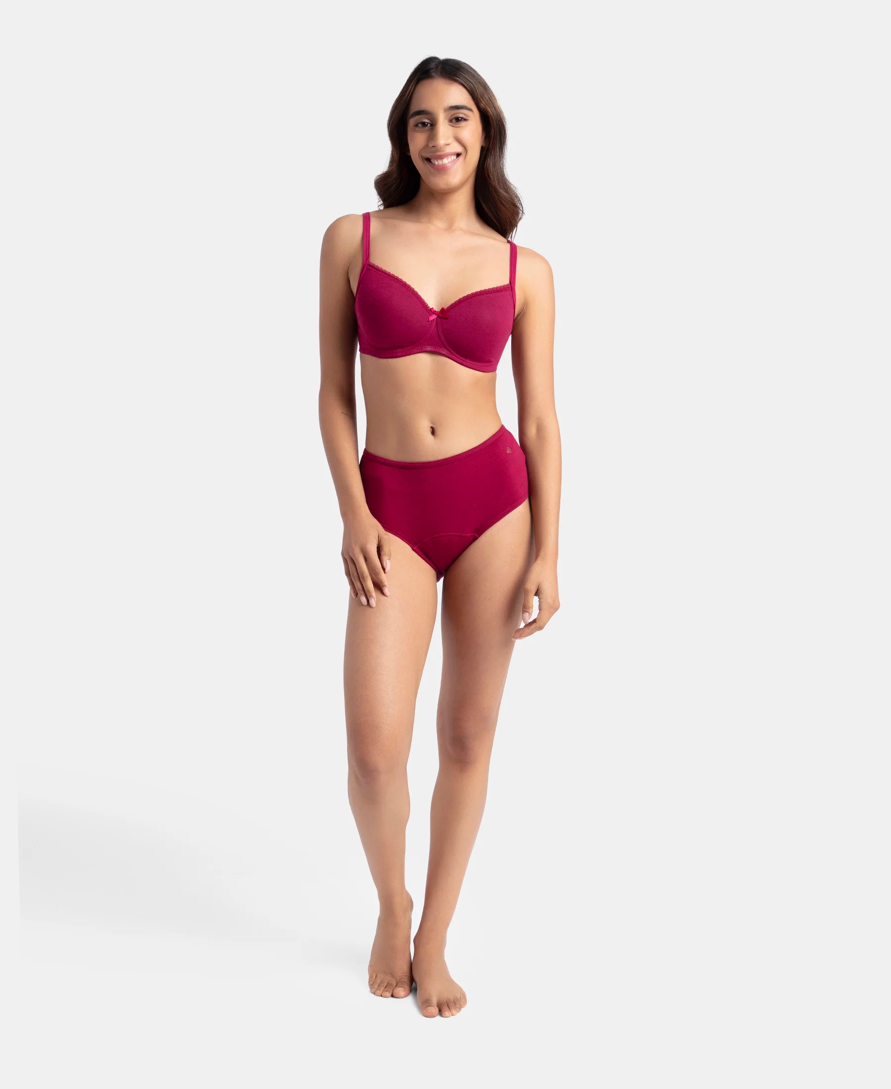 Super Combed Cotton Elastane Stretch Period Panty with Leak Proof Inner Absorbent Layer and StayFresh Treatment - Beet Red - Image 4