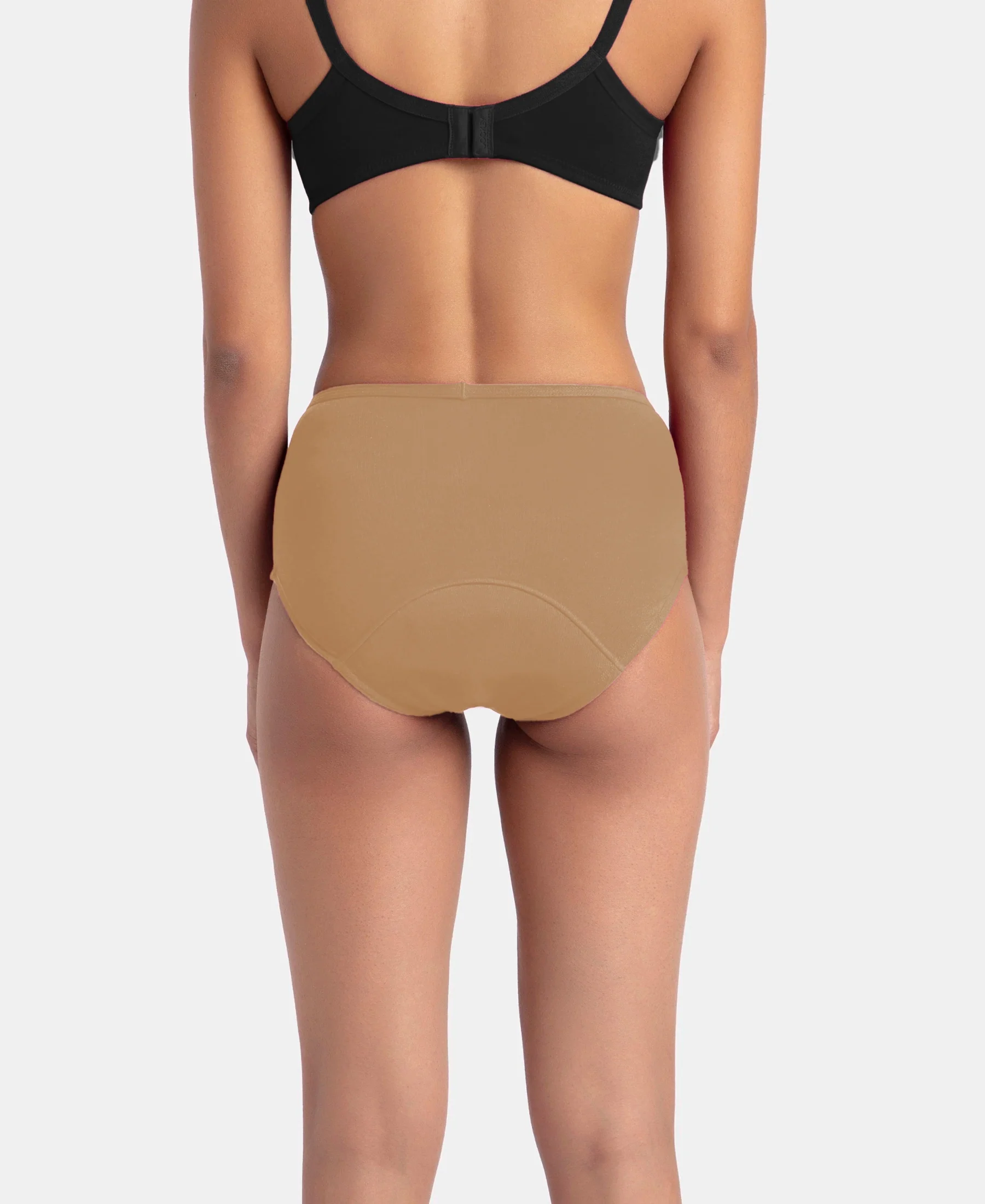 Super Combed Cotton Elastane Stretch Period Panty with Leak Proof Inner Absorbent Layer and StayFresh Treatment - Black & Desert Taupe (Pack of 2) - Image 12