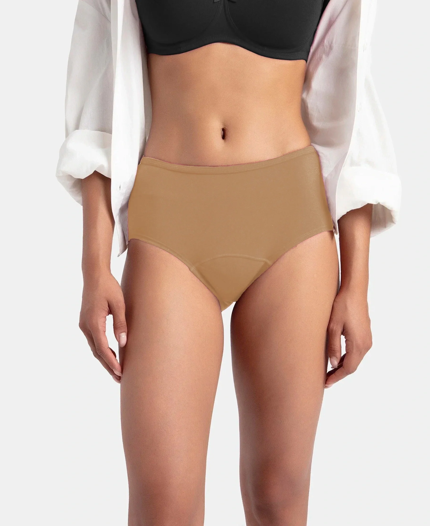 Super Combed Cotton Elastane Stretch Period Panty with Leak Proof Inner Absorbent Layer and StayFresh Treatment - Desert Taupe - Image 5