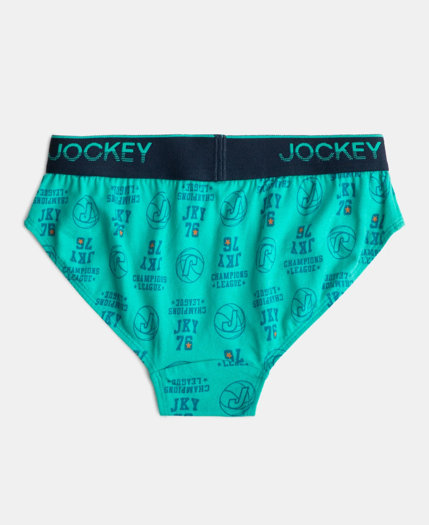 Super Combed Cotton Elastane Stretch Printed Brief with Ultrasoft Waistband - Black & Billiard Green (Pack of 2) - Image 3