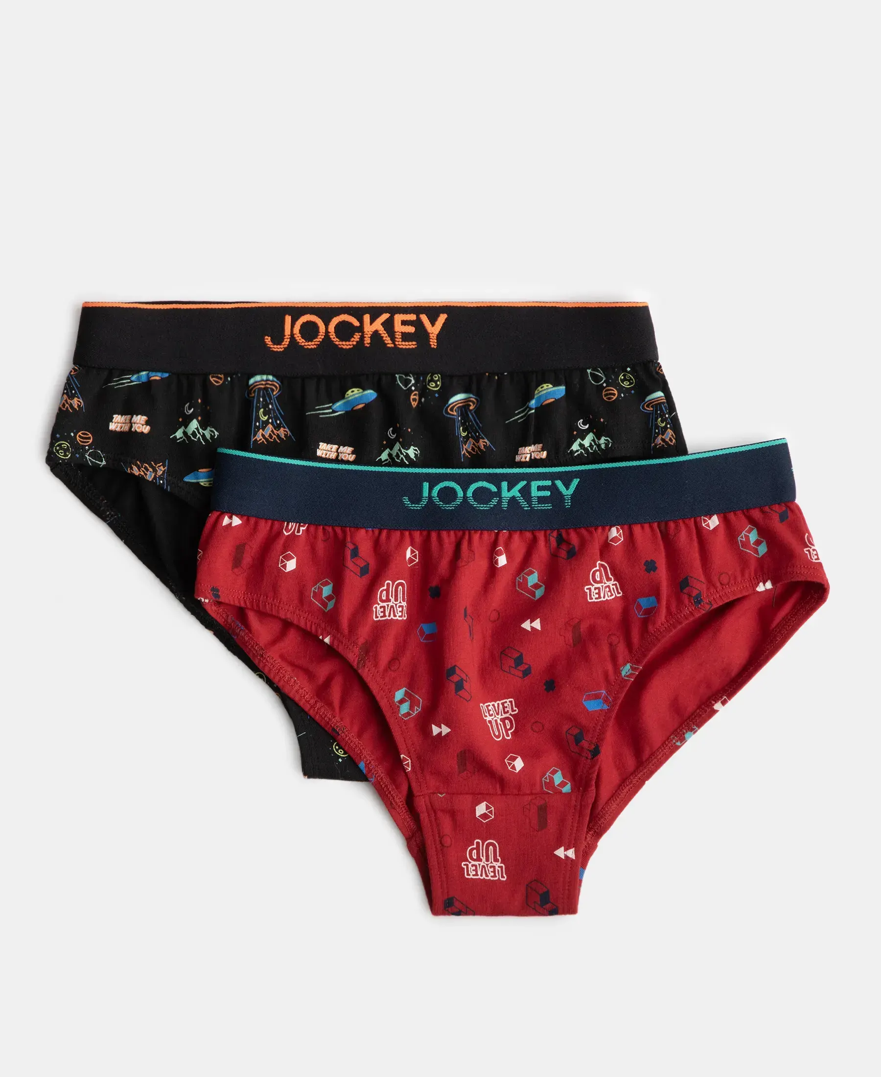 Super Combed Cotton Elastane Stretch Printed Brief with Ultrasoft Waistband - Chilli Pepper & Black (Pack of 2)