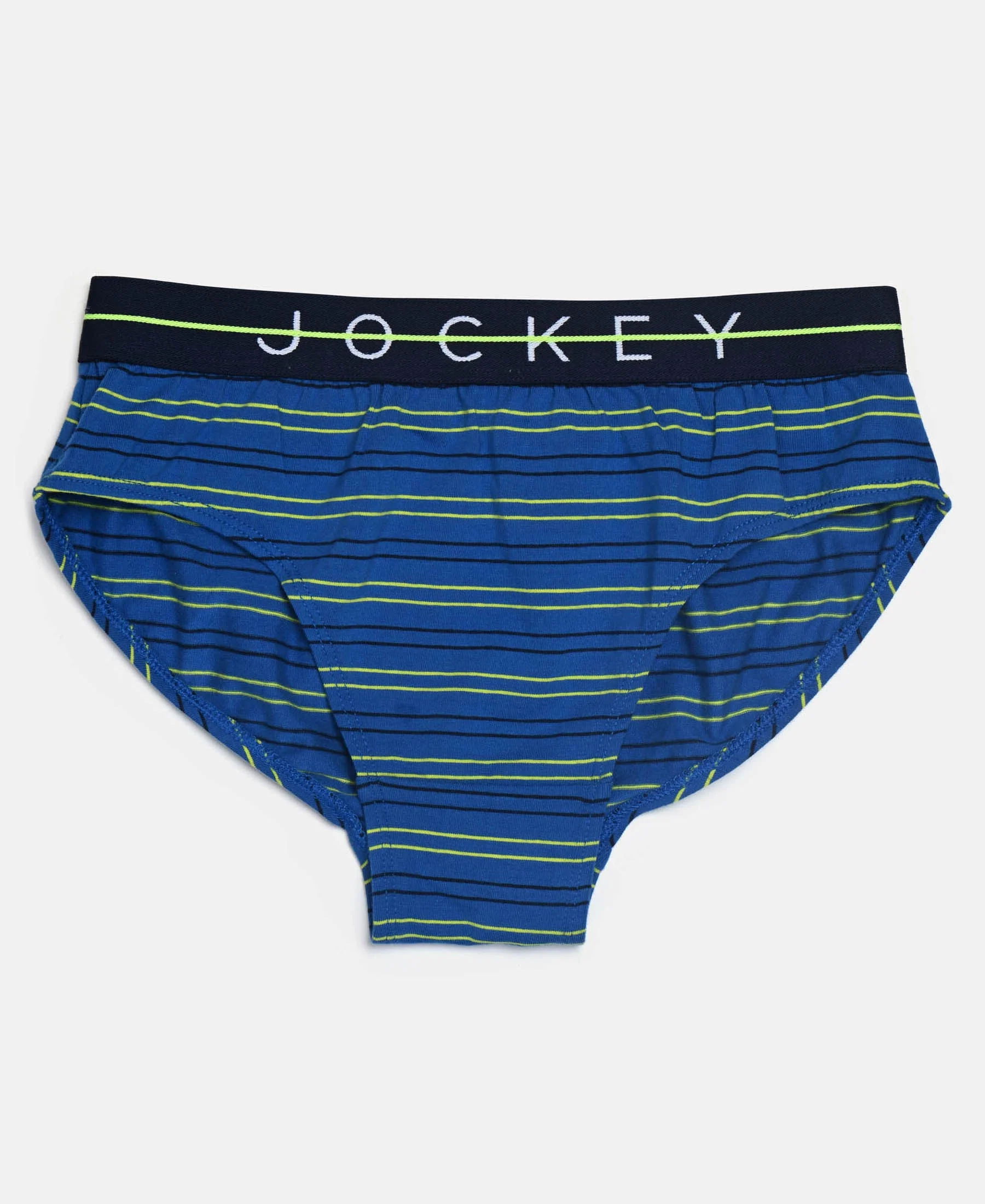 Super Combed Cotton Elastane Stretch Printed Brief with Ultrasoft Waistband - Ensign Blue & White (Pack of 2) - Image 2