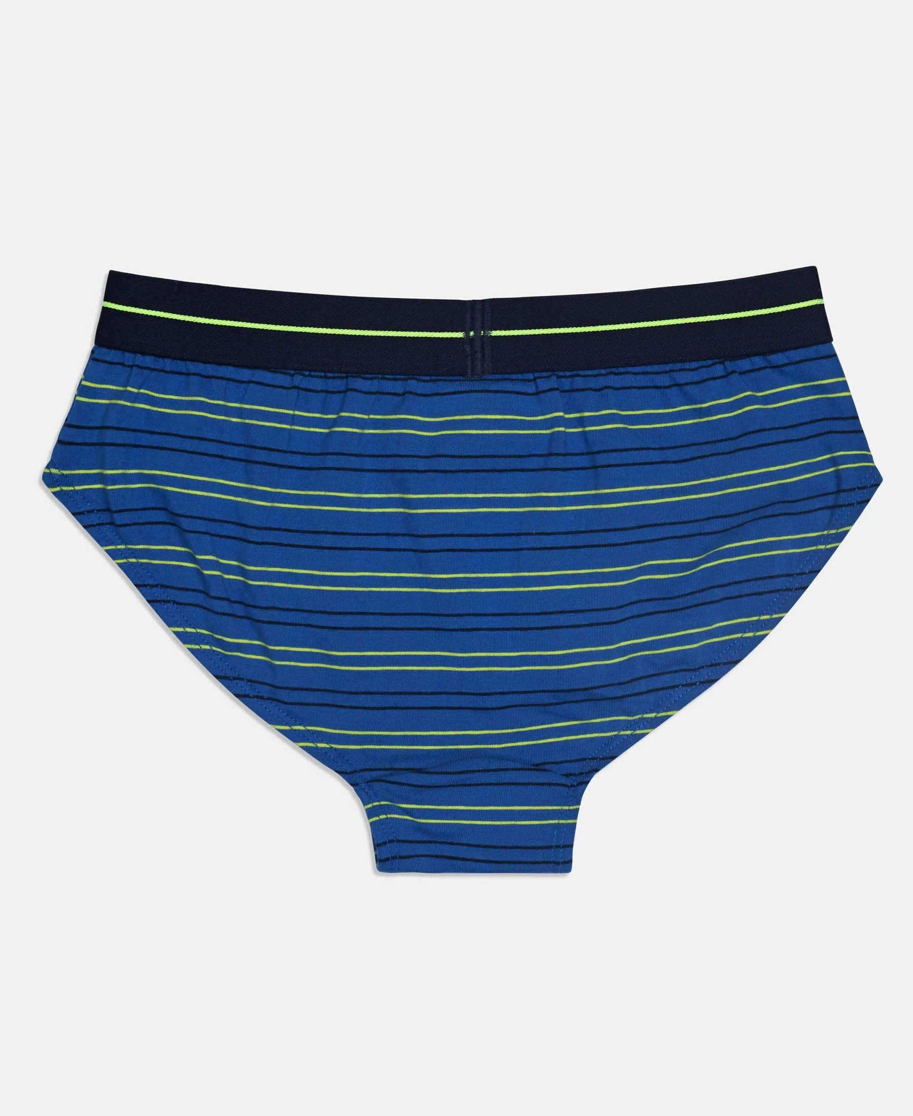 Super Combed Cotton Elastane Stretch Printed Brief with Ultrasoft Waistband - Ensign Blue & White (Pack of 2) - Image 3