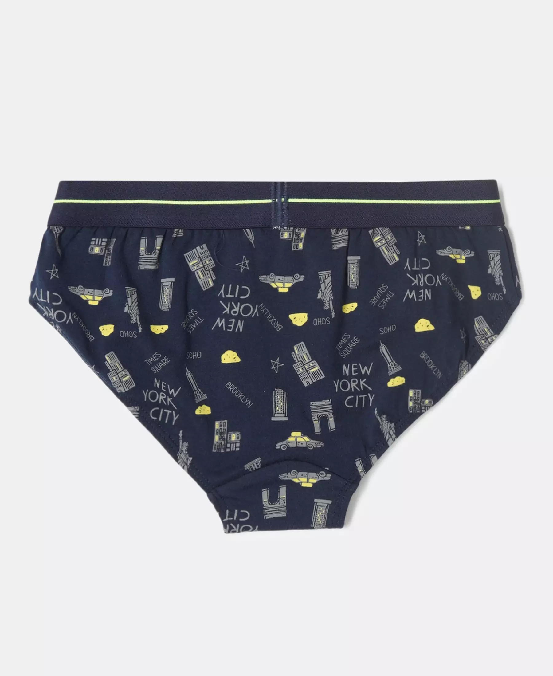 Super Combed Cotton Elastane Stretch Printed Brief with Ultrasoft Waistband - Monument - Navy (Pack of 2) - Image 7