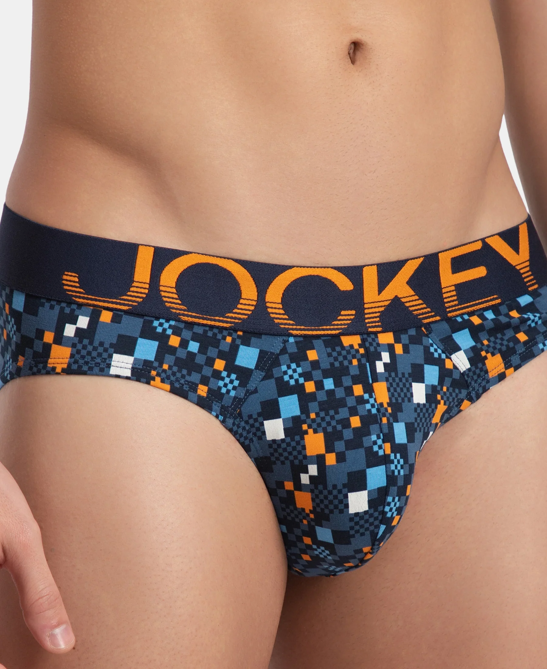 Super Combed Cotton Elastane Stretch Printed Brief with Ultrasoft Waistband - Navy Autumn Glory - Image 7