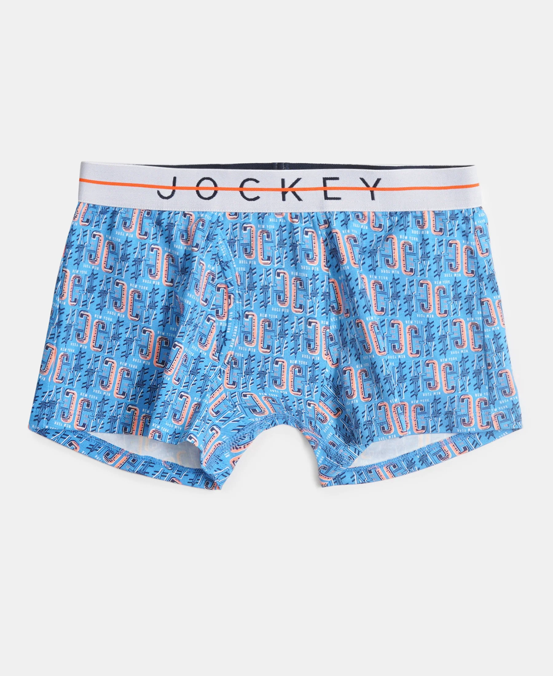 Super Combed Cotton Elastane Stretch Printed Trunk with Front Open Fly and Ultrasoft Waistband - Navy - Malibu Blue (Pack of 2) - Image 2