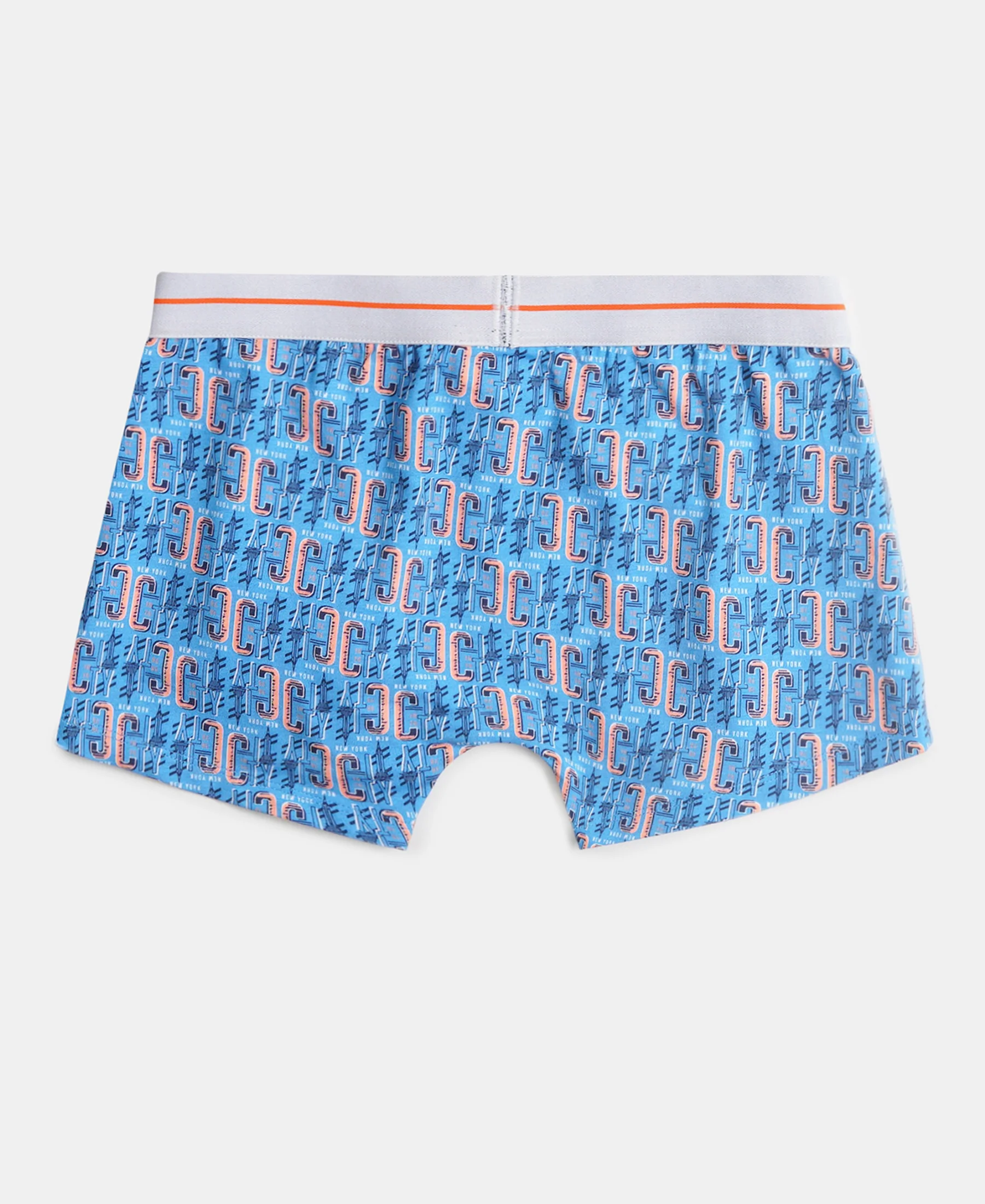 Super Combed Cotton Elastane Stretch Printed Trunk with Front Open Fly and Ultrasoft Waistband - Navy - Malibu Blue (Pack of 2) - Image 3