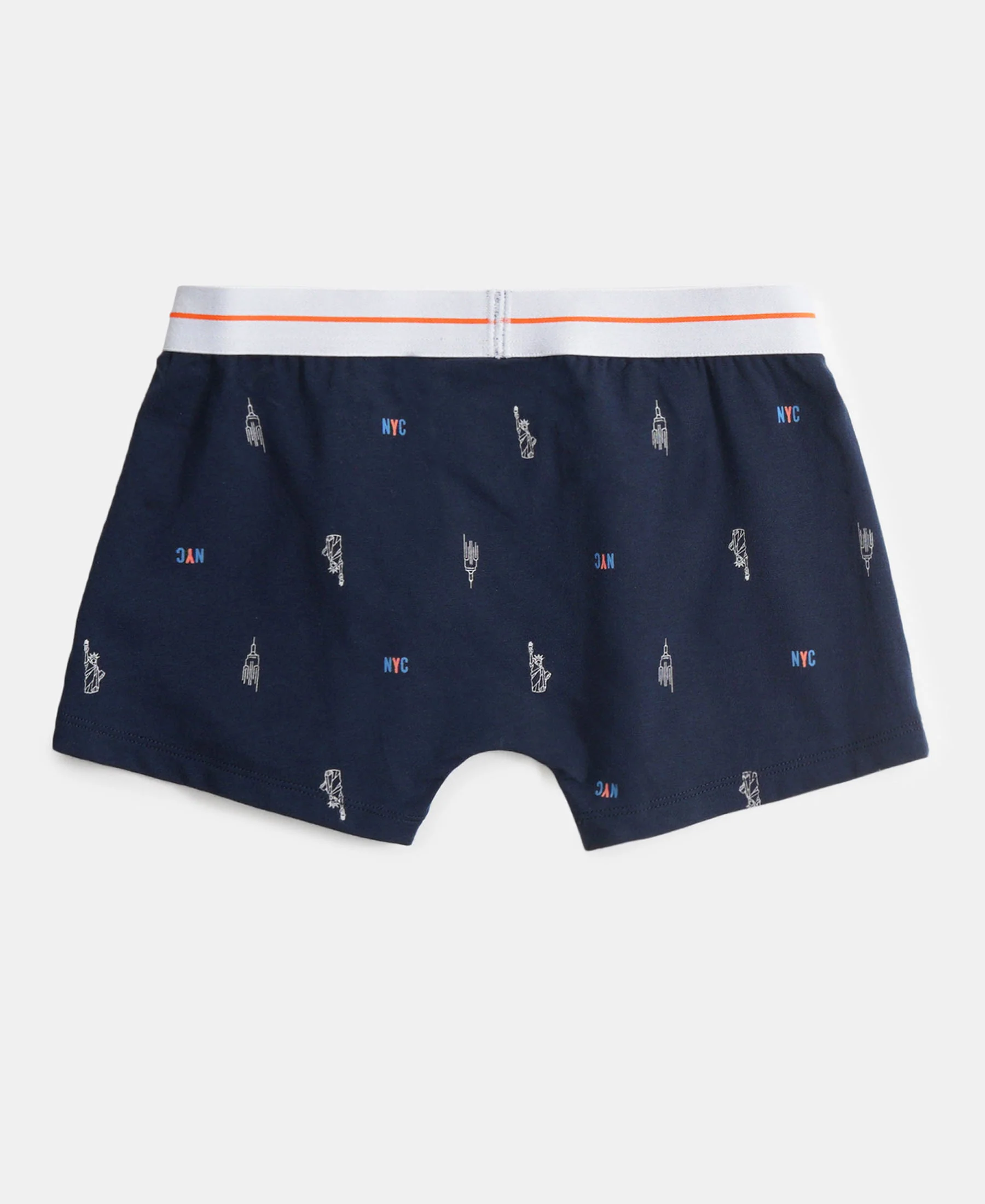 Super Combed Cotton Elastane Stretch Printed Trunk with Front Open Fly and Ultrasoft Waistband - Navy - Malibu Blue (Pack of 2) - Image 7