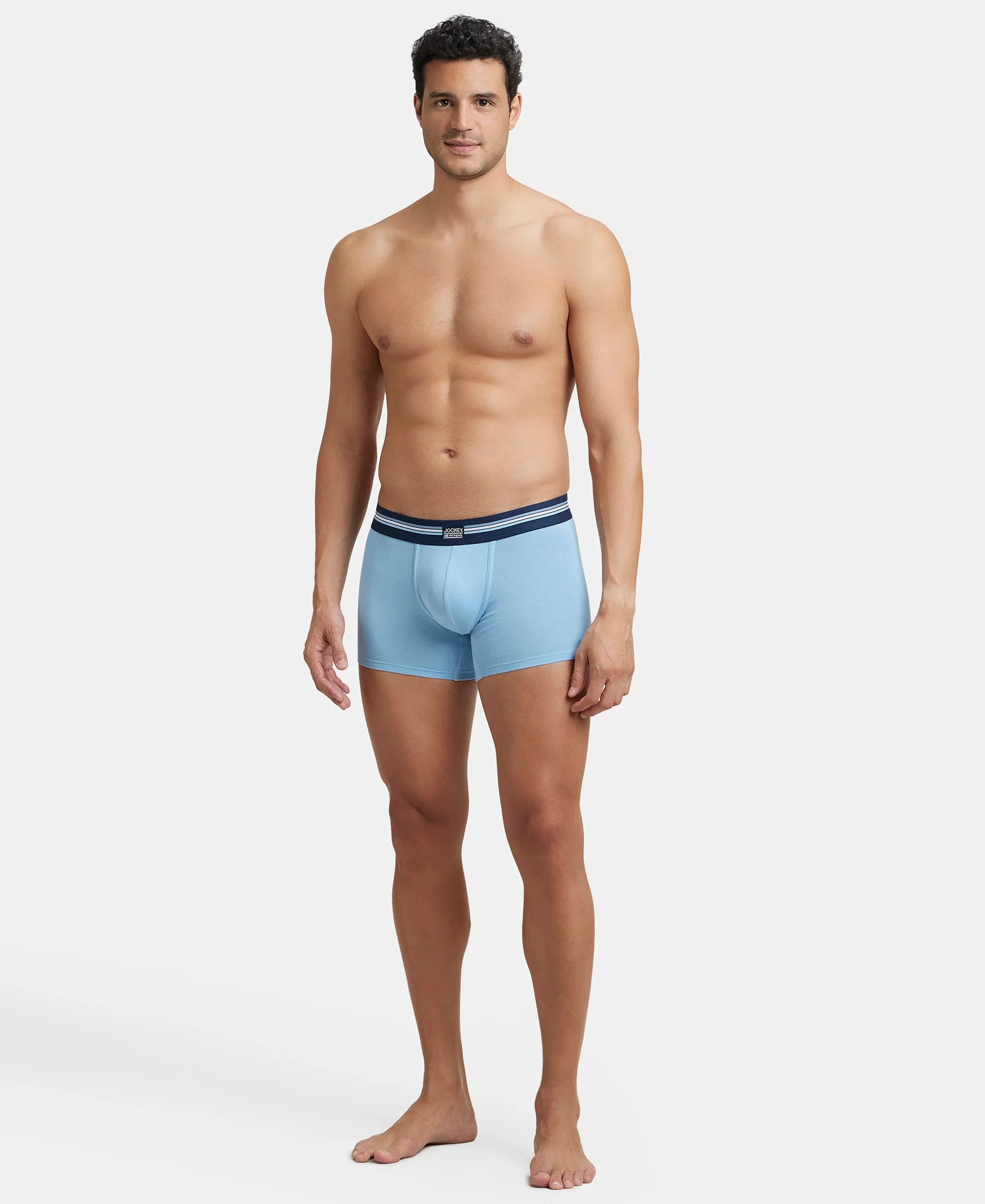 Super Combed Cotton Elastane Stretch Printed Trunk with Ultrasoft Waistband - Dusk Blue Print (Pack of 2) - Image 10
