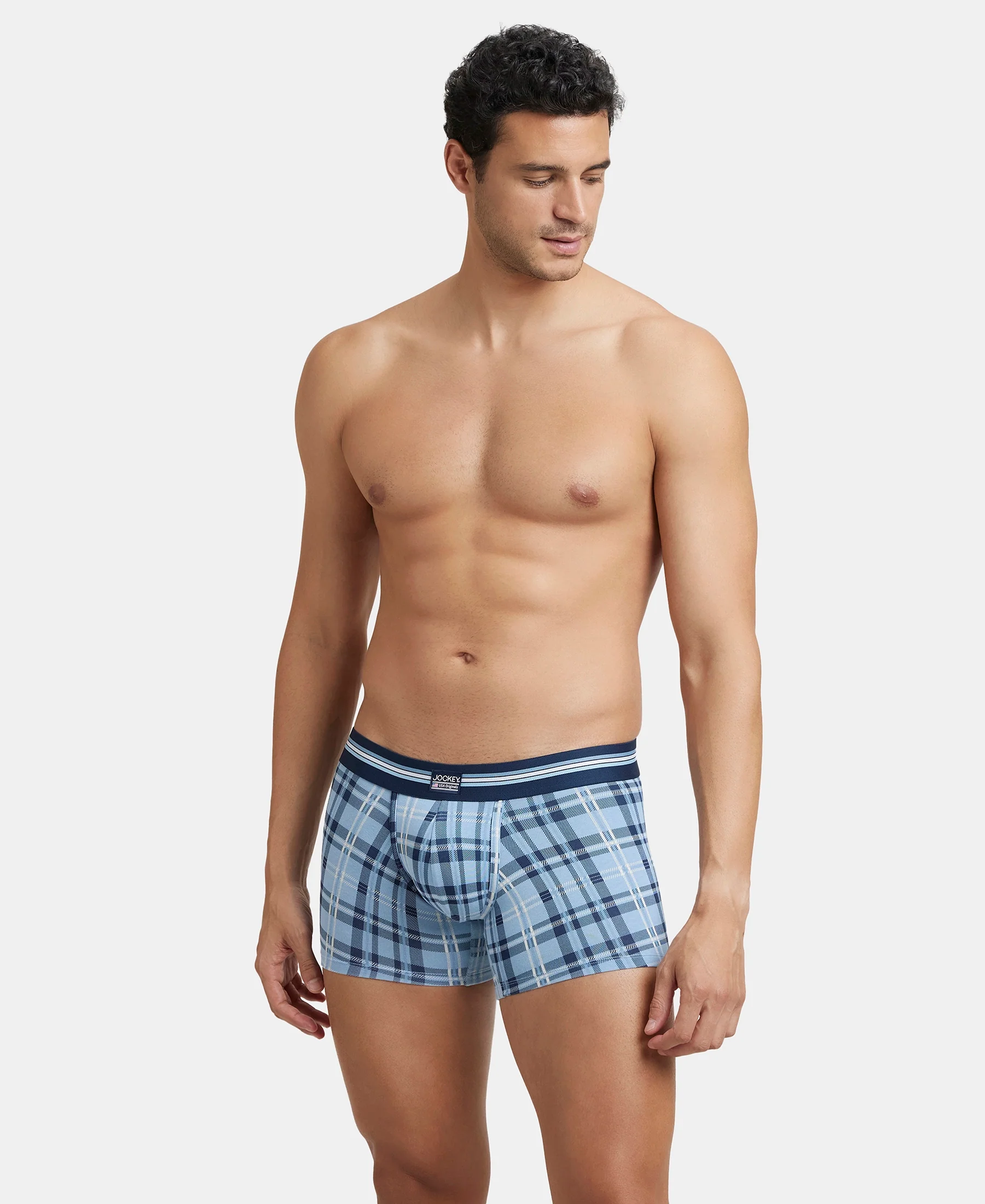 Super Combed Cotton Elastane Stretch Printed Trunk with Ultrasoft Waistband - Dusk Blue Print (Pack of 2) - Image 11