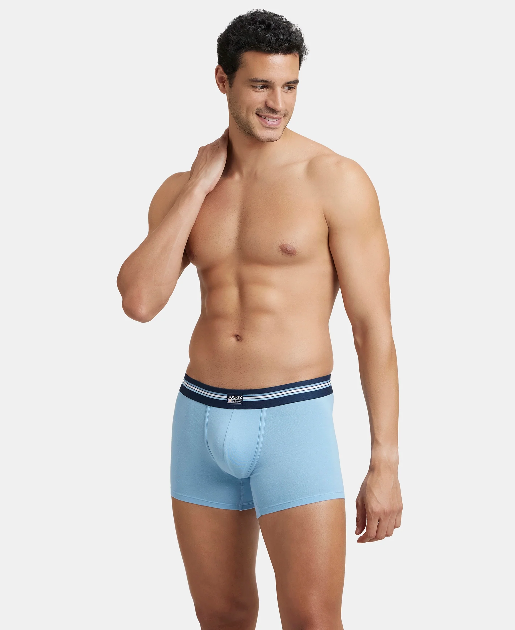 Super Combed Cotton Elastane Stretch Printed Trunk with Ultrasoft Waistband - Dusk Blue Print (Pack of 2) - Image 12