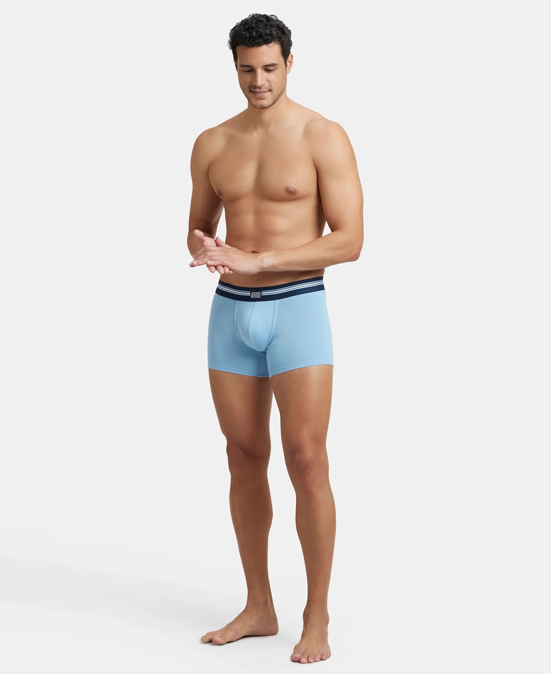 Super Combed Cotton Elastane Stretch Printed Trunk with Ultrasoft Waistband - Dusk Blue Print (Pack of 2) - Image 14