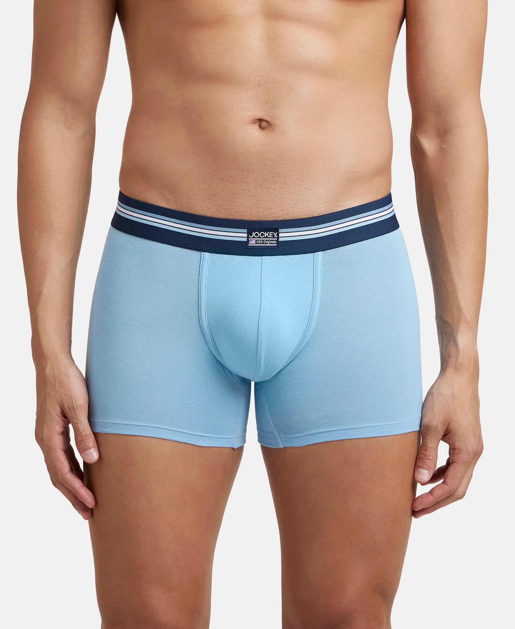 Super Combed Cotton Elastane Stretch Printed Trunk with Ultrasoft Waistband - Dusk Blue Print (Pack of 2) - Image 3