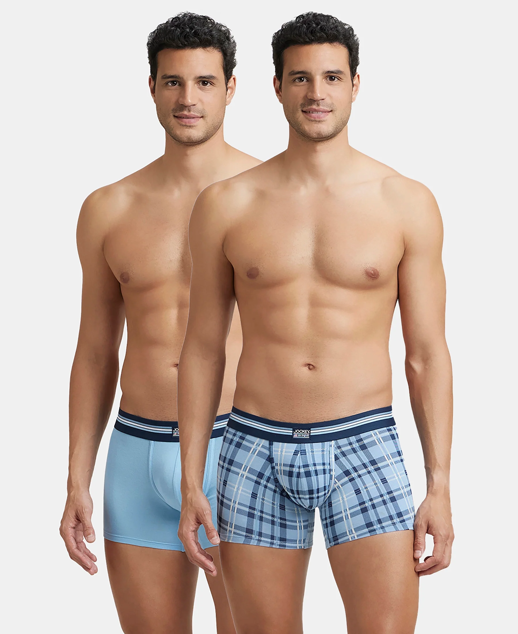 Super Combed Cotton Elastane Stretch Printed Trunk with Ultrasoft Waistband - Dusk Blue Print (Pack of 2) - Image 4