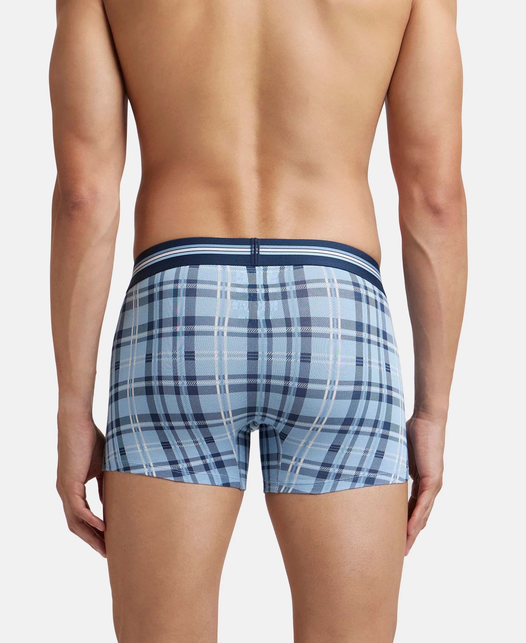 Super Combed Cotton Elastane Stretch Printed Trunk with Ultrasoft Waistband - Dusk Blue Print (Pack of 2) - Image 7
