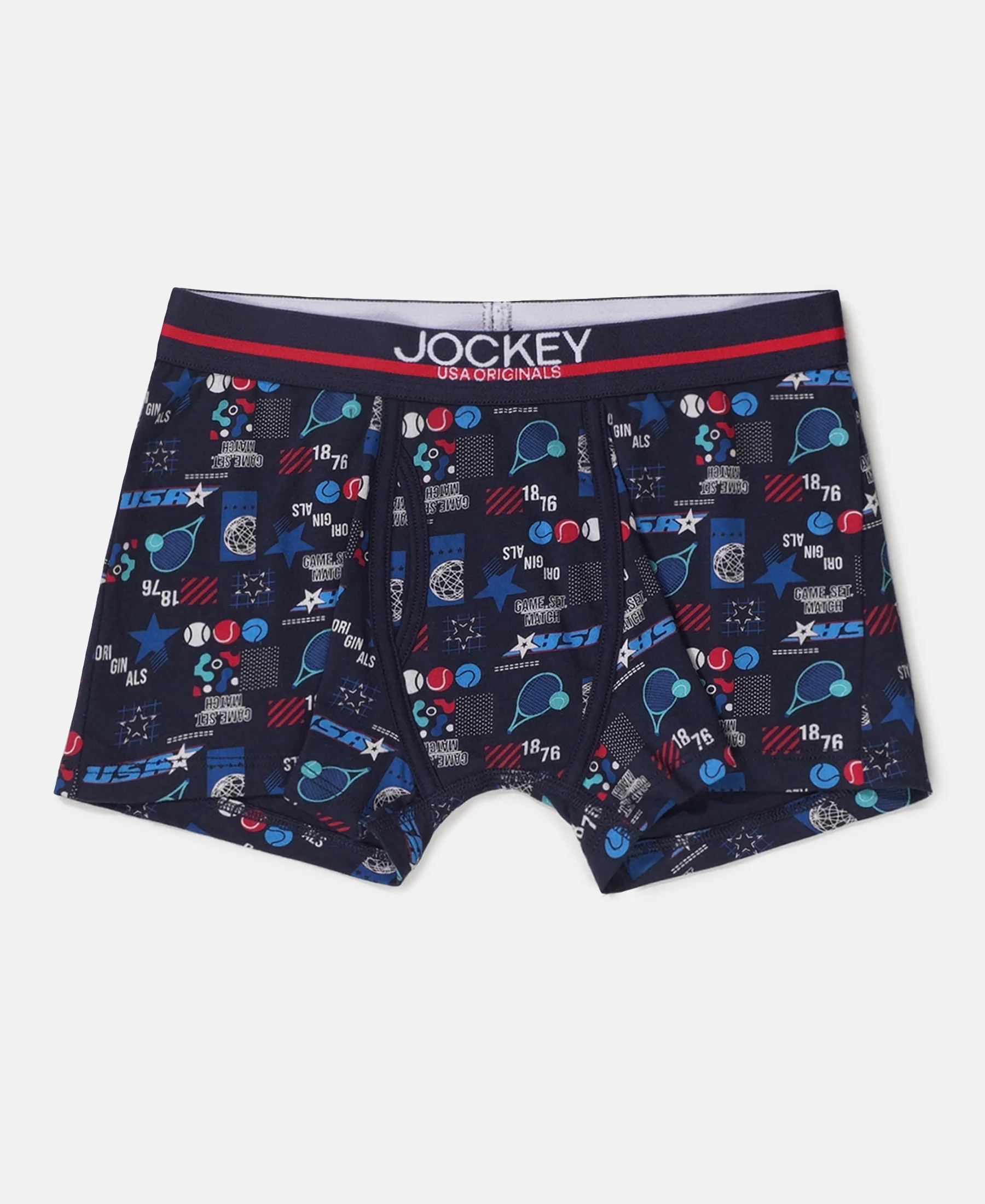 Super Combed Cotton Elastane Stretch Printed Trunk with Ultrasoft Waistband - Navy & Feldspar (Pack of 2) - Image 2