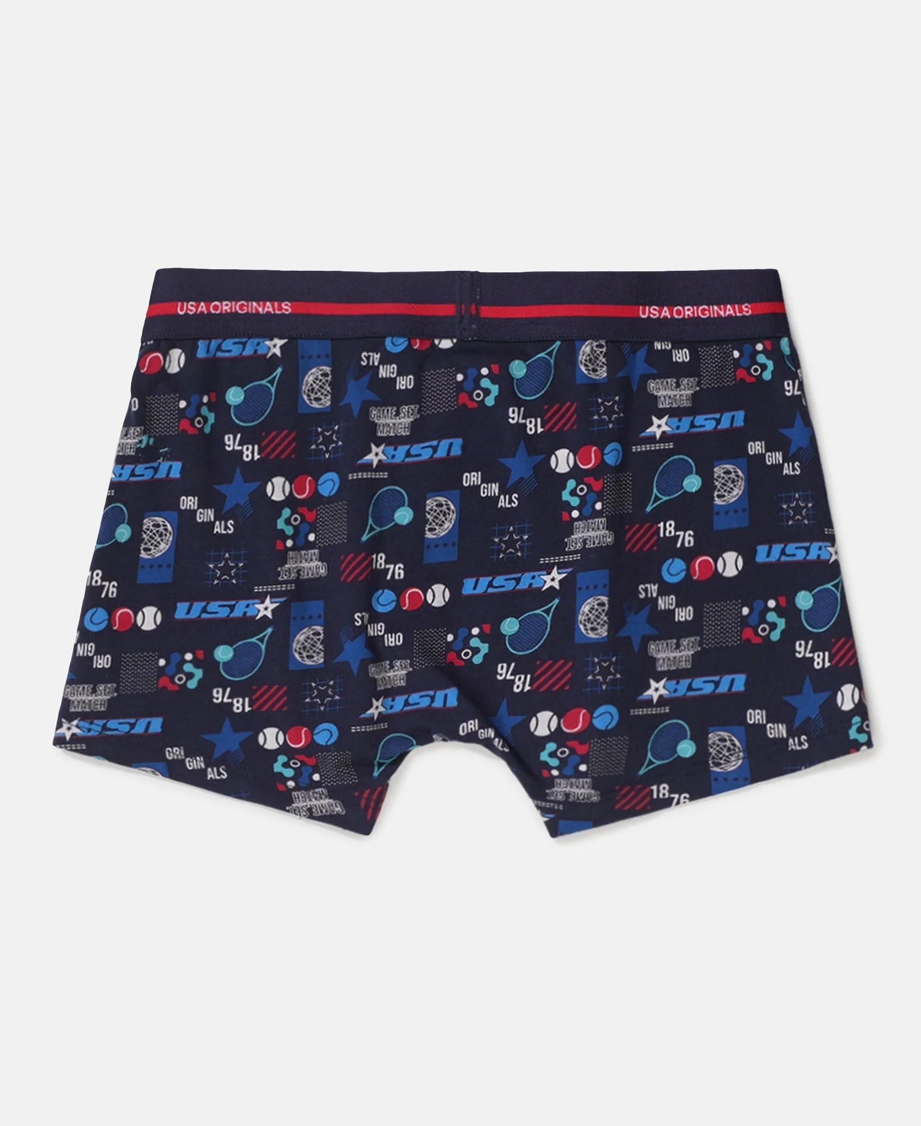 Super Combed Cotton Elastane Stretch Printed Trunk with Ultrasoft Waistband - Navy & Feldspar (Pack of 2) - Image 3
