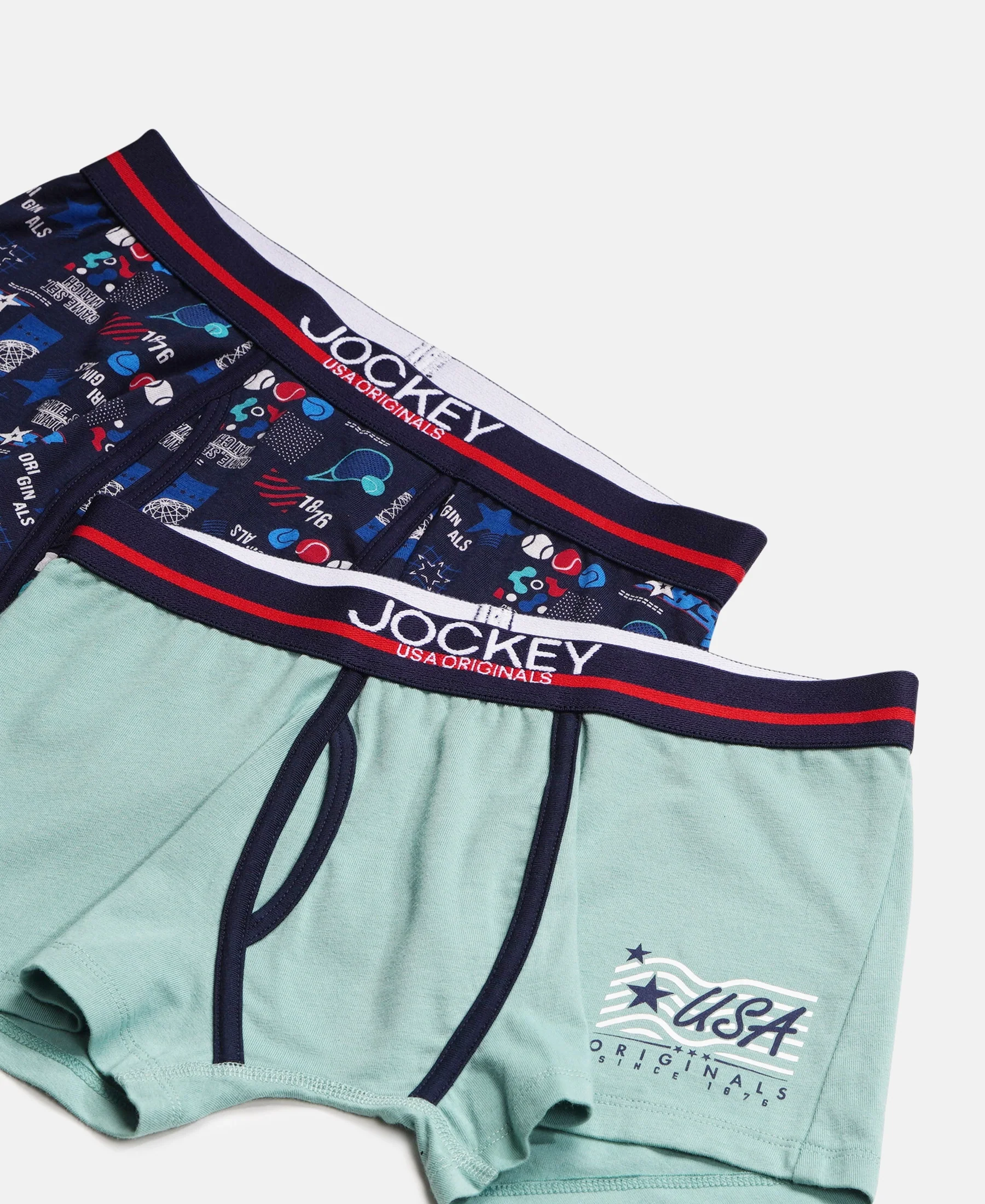 Super Combed Cotton Elastane Stretch Printed Trunk with Ultrasoft Waistband - Navy & Feldspar (Pack of 2) - Image 7