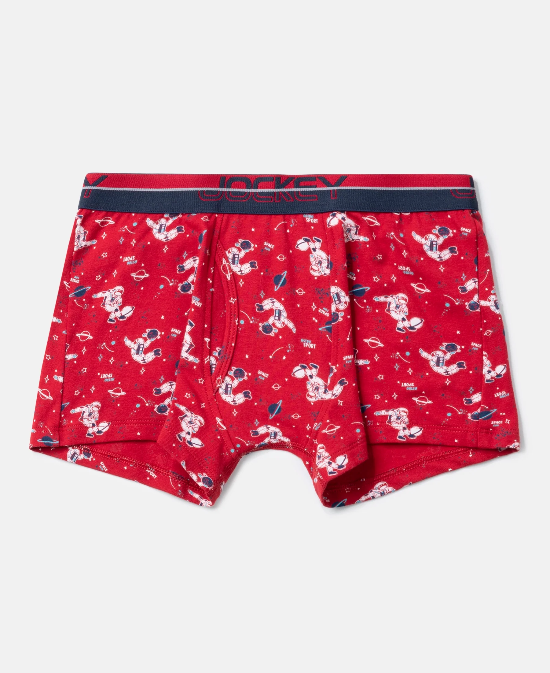 Super Combed Cotton Elastane Stretch Printed Trunk with Ultrasoft Waistband - Rich Royal Blue & Chilli Pepper (Pack of 2) - Image 4