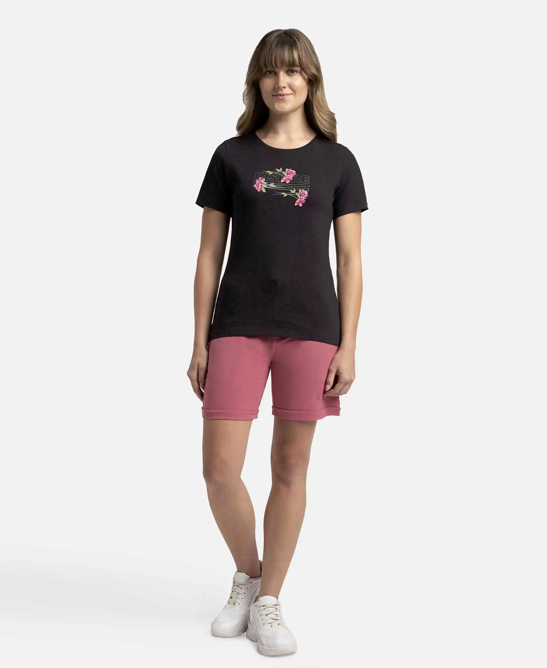 Super Combed Cotton Elastane Stretch Regular Fit Graphic Printed Round Neck Half Sleeve T-Shirt  - Black - Image 4