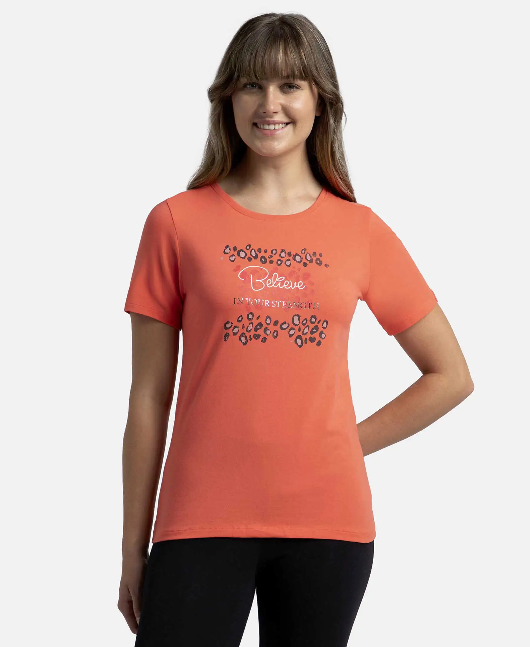 Super Combed Cotton Elastane Stretch Regular Fit Graphic Printed Round Neck Half Sleeve T-Shirt - Dubarry print050