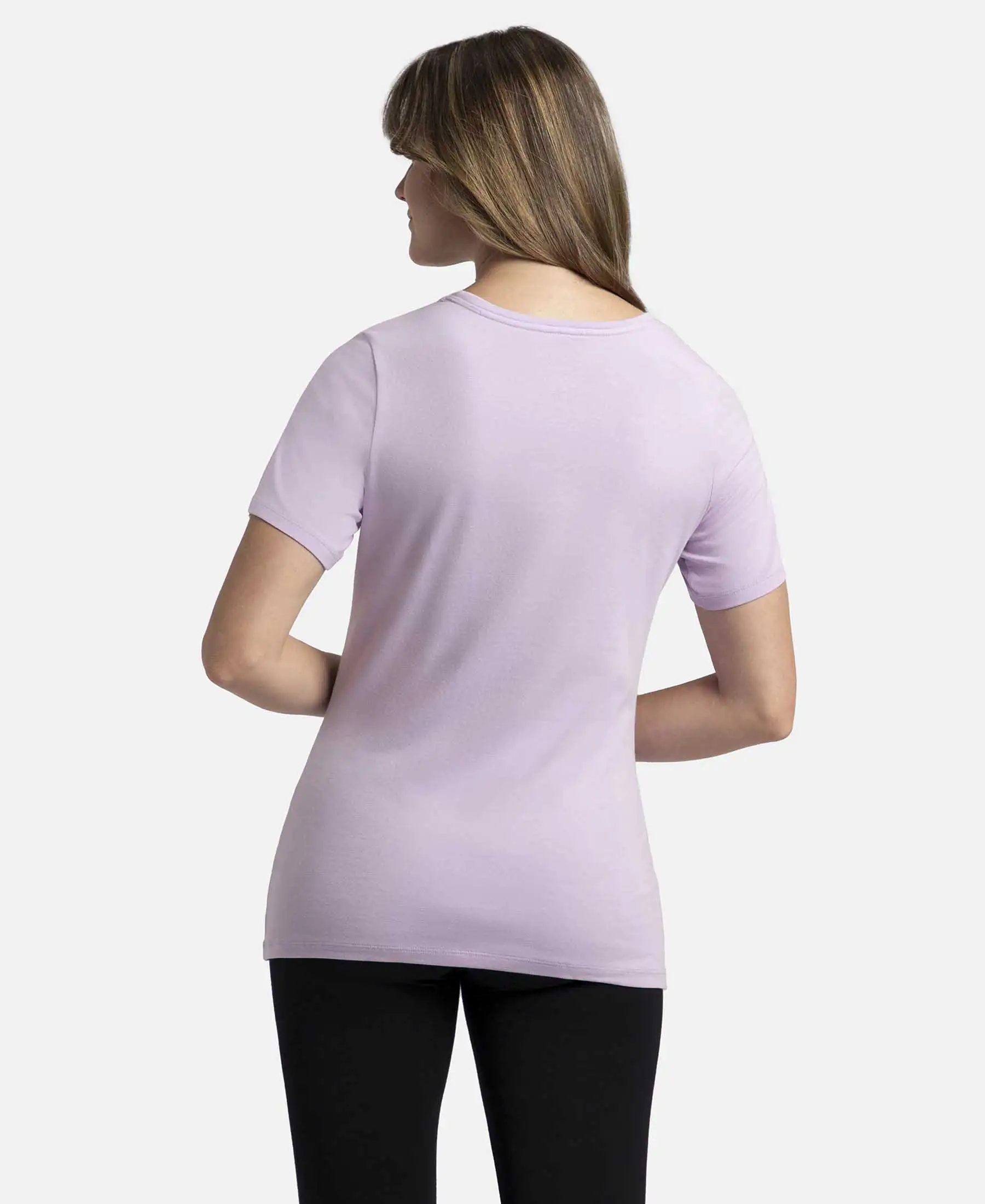 Super Combed Cotton Elastane Stretch Regular Fit Graphic Printed Round Neck Half Sleeve T-Shirt - Orchid Bloom - Image 3