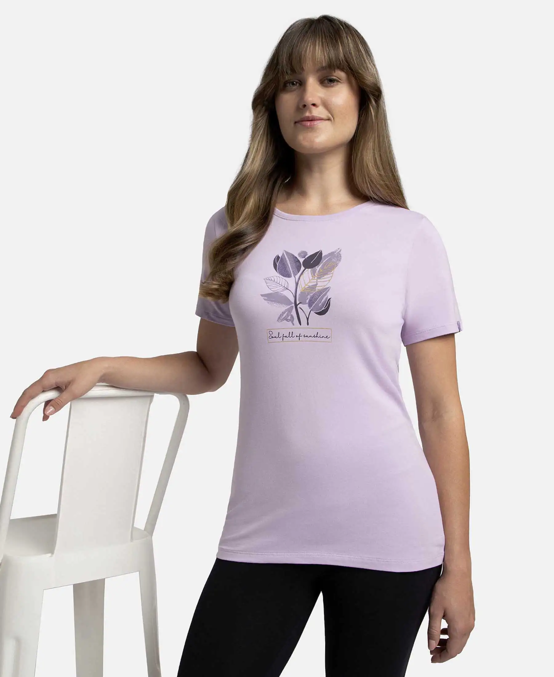 Super Combed Cotton Elastane Stretch Regular Fit Graphic Printed Round Neck Half Sleeve T-Shirt - Orchid Bloom - Image 5