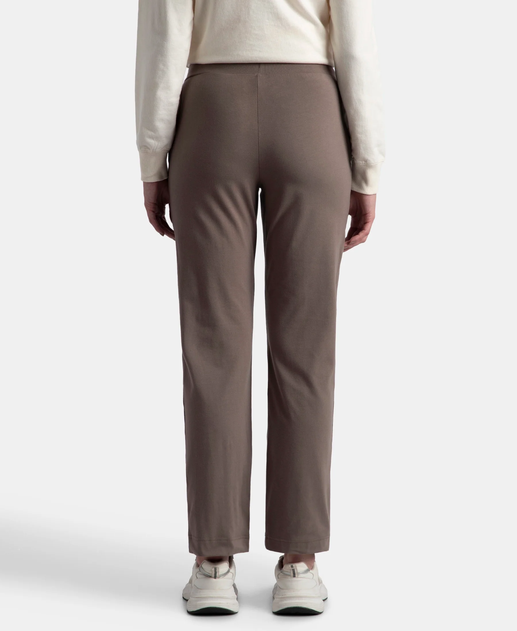 Super Combed Cotton Elastane Stretch Relaxed Fit Trackpants With Side Pockets - Dark Khaki - Image 3