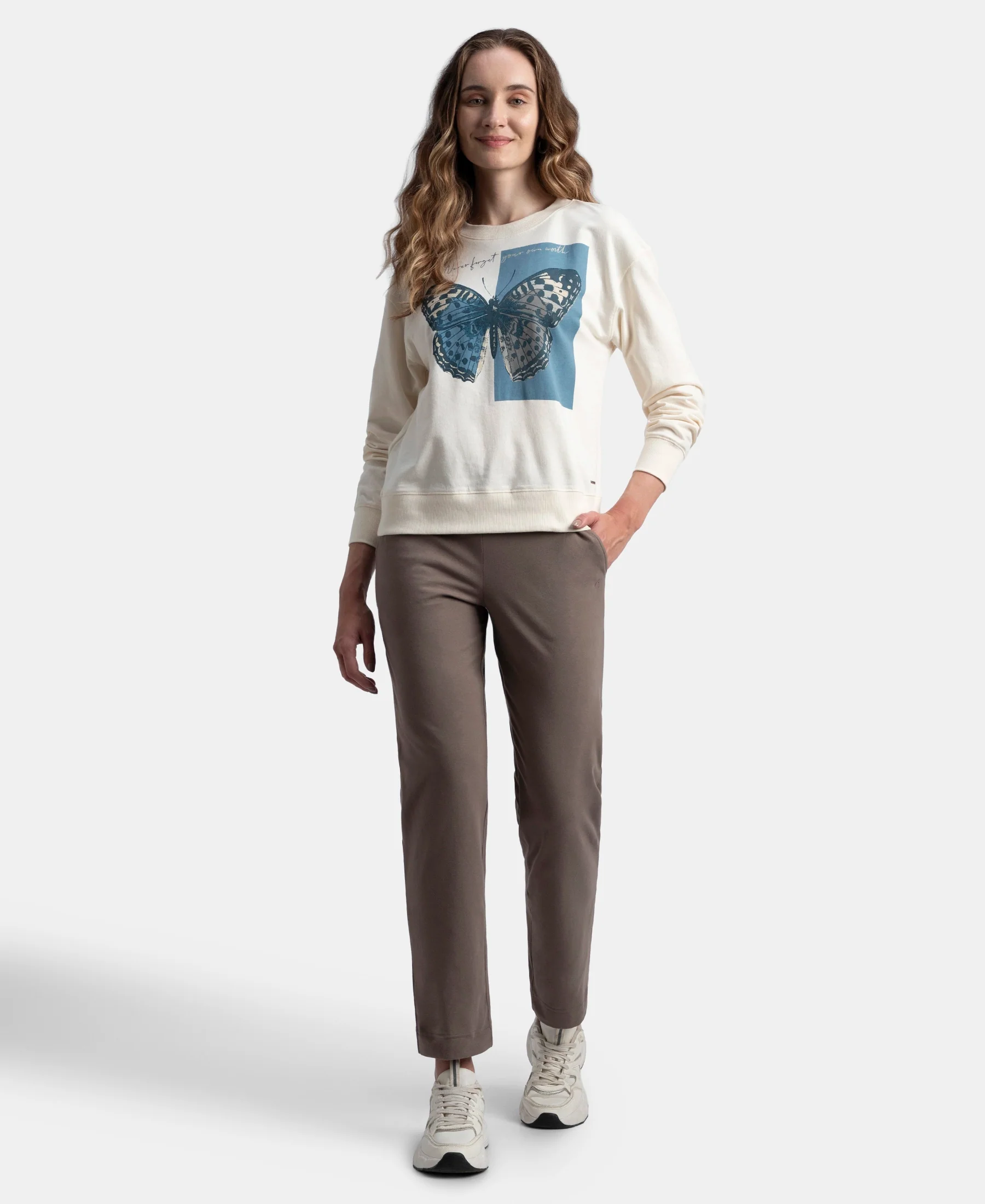 Super Combed Cotton Elastane Stretch Relaxed Fit Trackpants With Side Pockets - Dark Khaki - Image 4