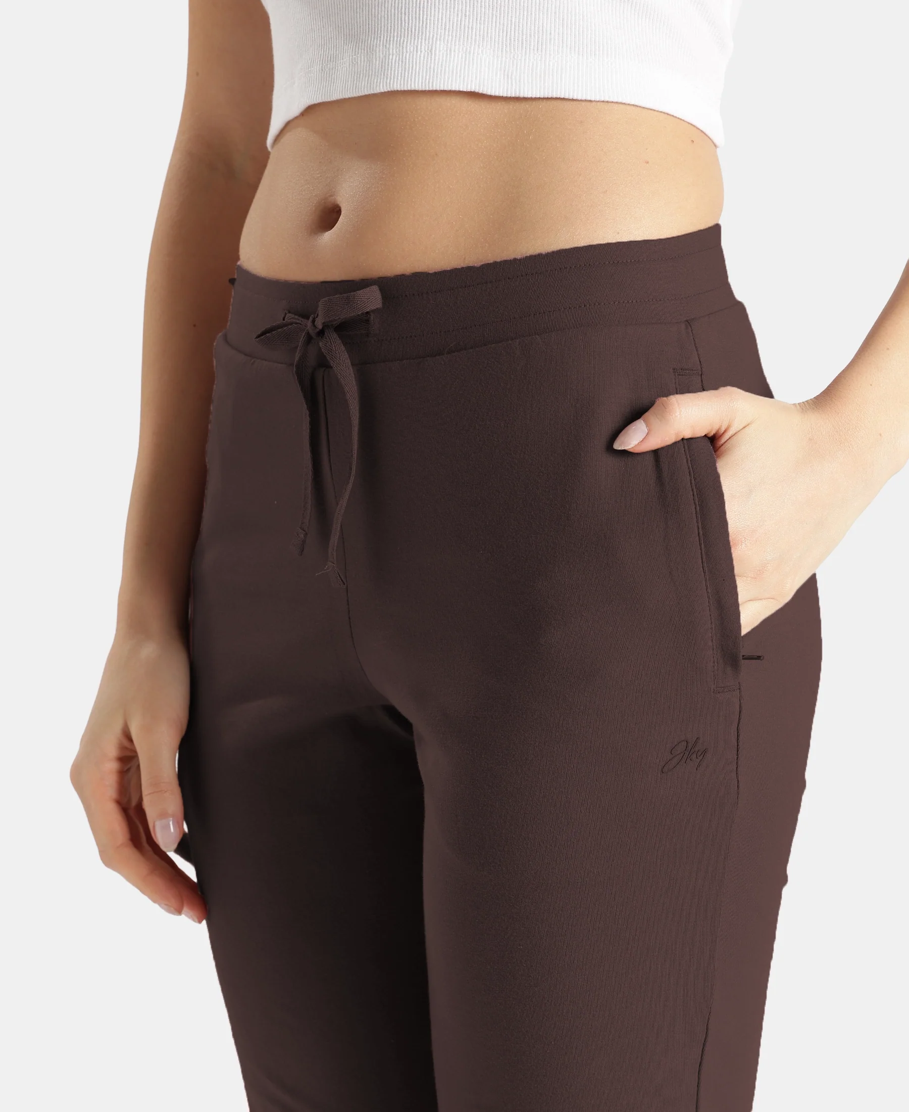 Super Combed Cotton Elastane Stretch Slim Fit Capri with Side Pockets - Coffee - Image 7