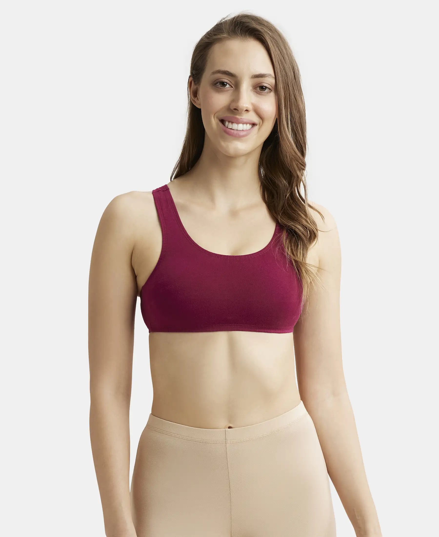 Super Combed Cotton Elastane Stretch Slip On Crop Top With StayFresh Treatment - Beet Red