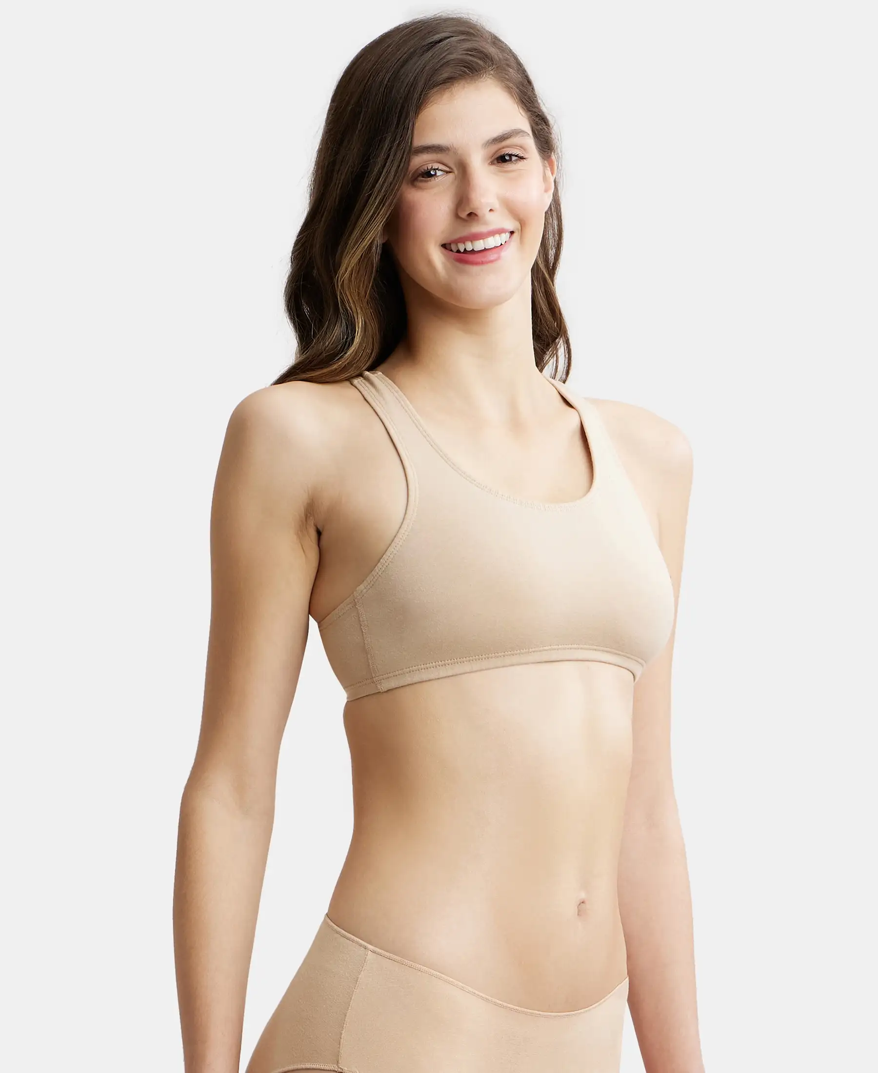 Super Combed Cotton Elastane Stretch Slip On Crop Top With StayFresh Treatment - Light Skin - Image 2
