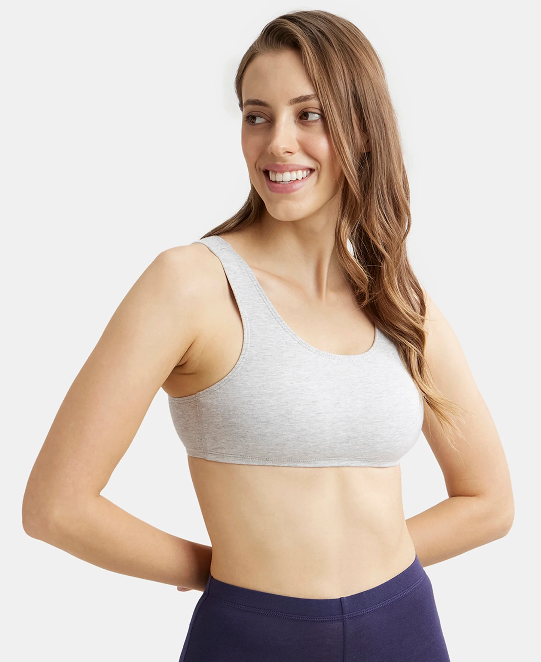 Super Combed Cotton Elastane Stretch Slip On Crop Top With StayFresh Treatment - Steel Grey Melange - Image 5
